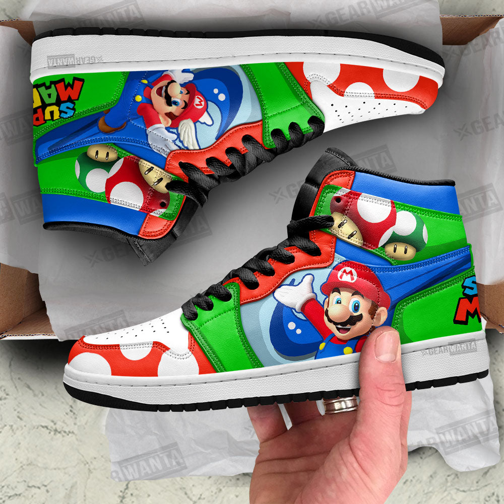 Ideafootwear Super Mario AJ1 High Sneakers Shoes For Men And Women 8