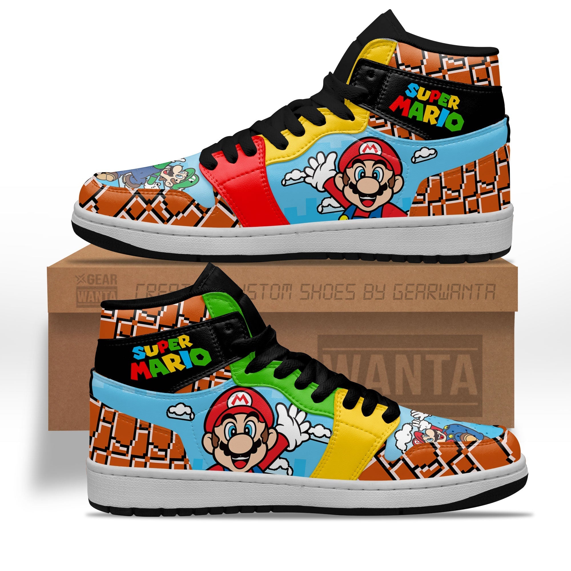 Ideafootwear Super Mario AJ1 High Sneakers Shoes For Men And Women 10