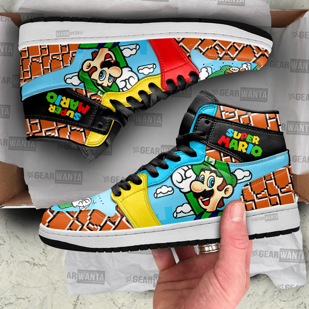 Ideafootwear Super Mario AJ1 High Sneakers Shoes For Men And Women 9