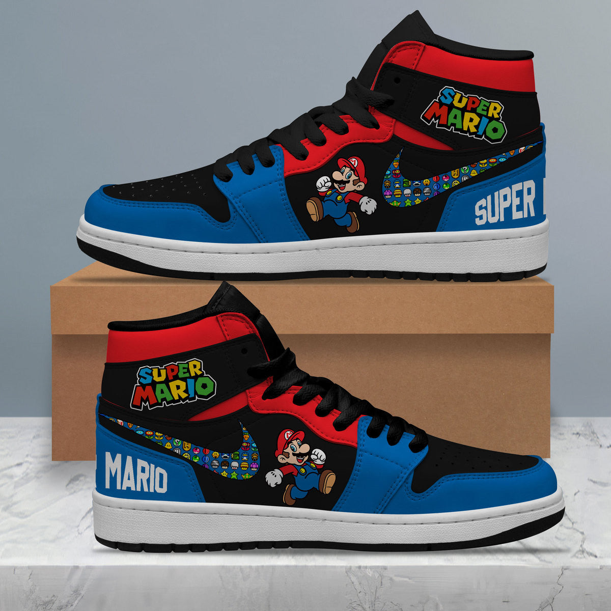 Ideafootwear Super Mario AJ1 High Sneakers Shoes For Men And Women 14