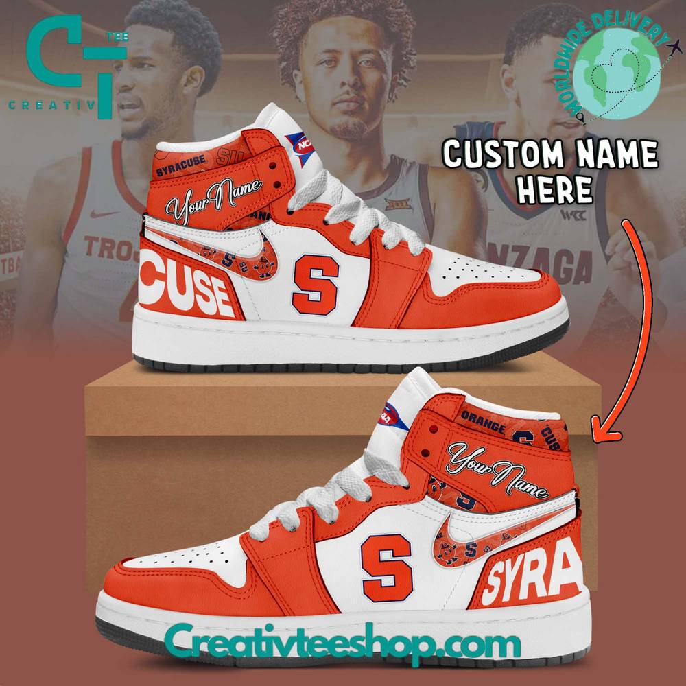 Ideafootwear Syracuse Orange AJ1 High Sneakers Shoes For Men And Women 1