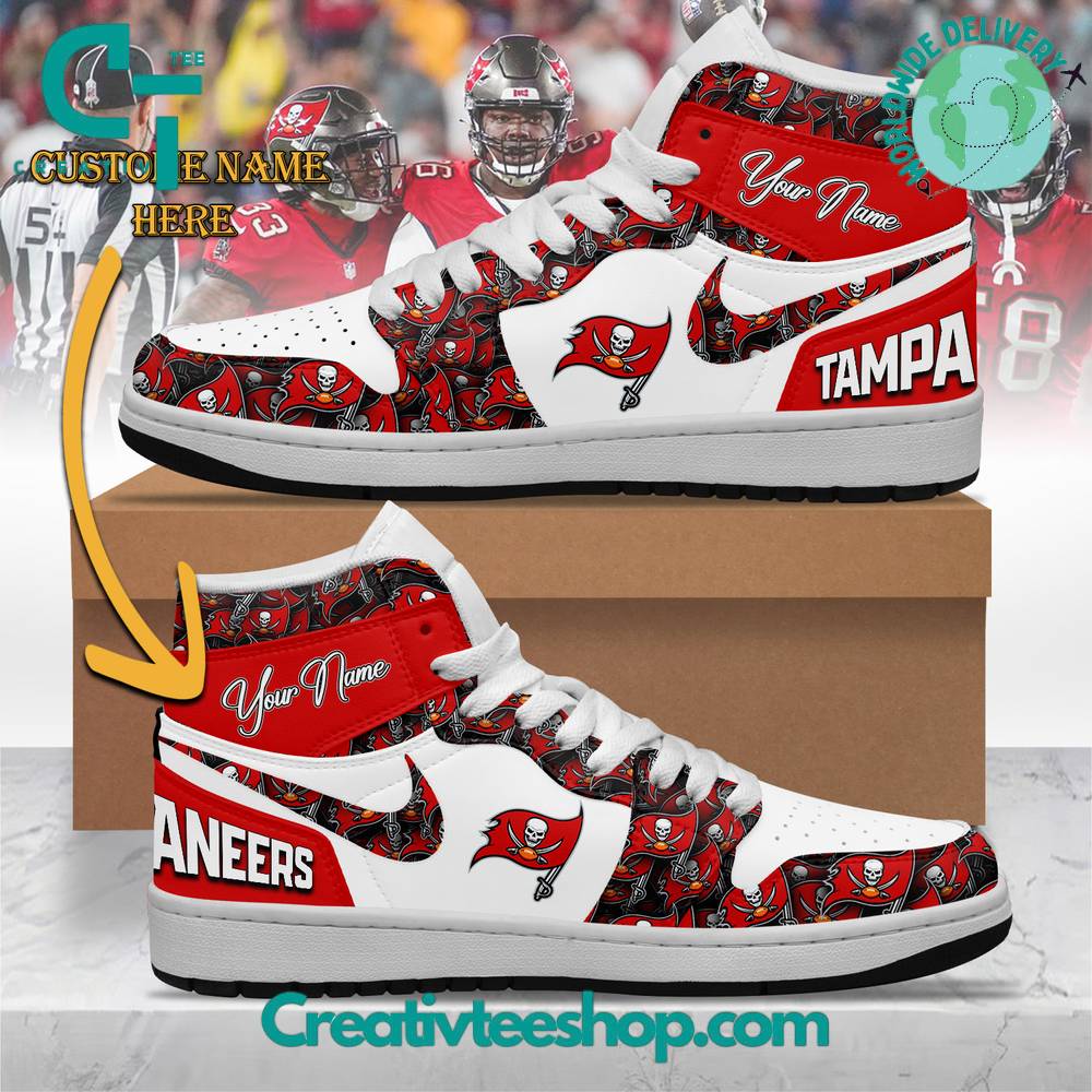 Ideafootwear Tampa Bay Buccaneers AJ1 High Sneakers Shoes For Men And Women 8