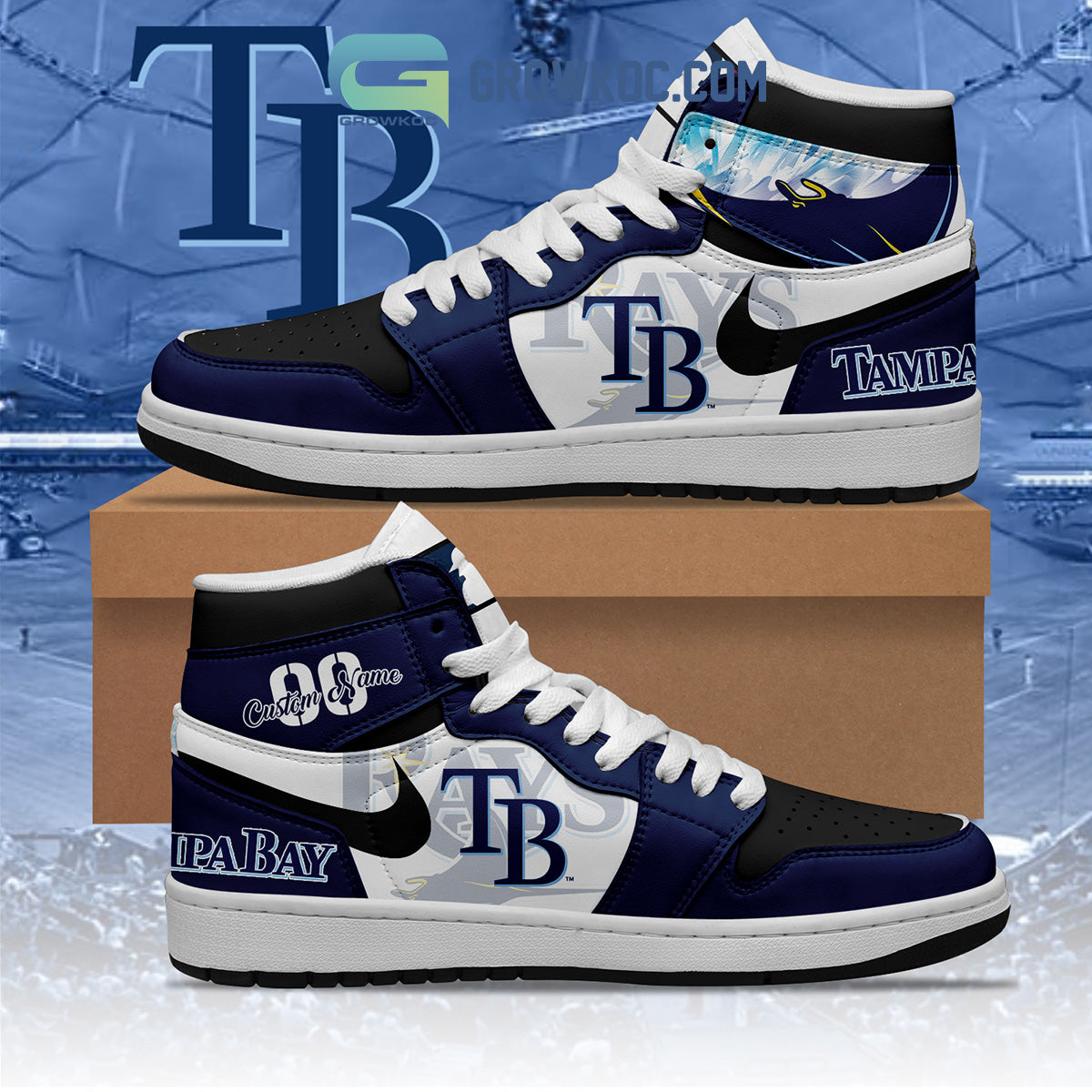 Ideafootwear Tampa Bay Rays AJ1 High Sneakers Shoes For Men And Women 5