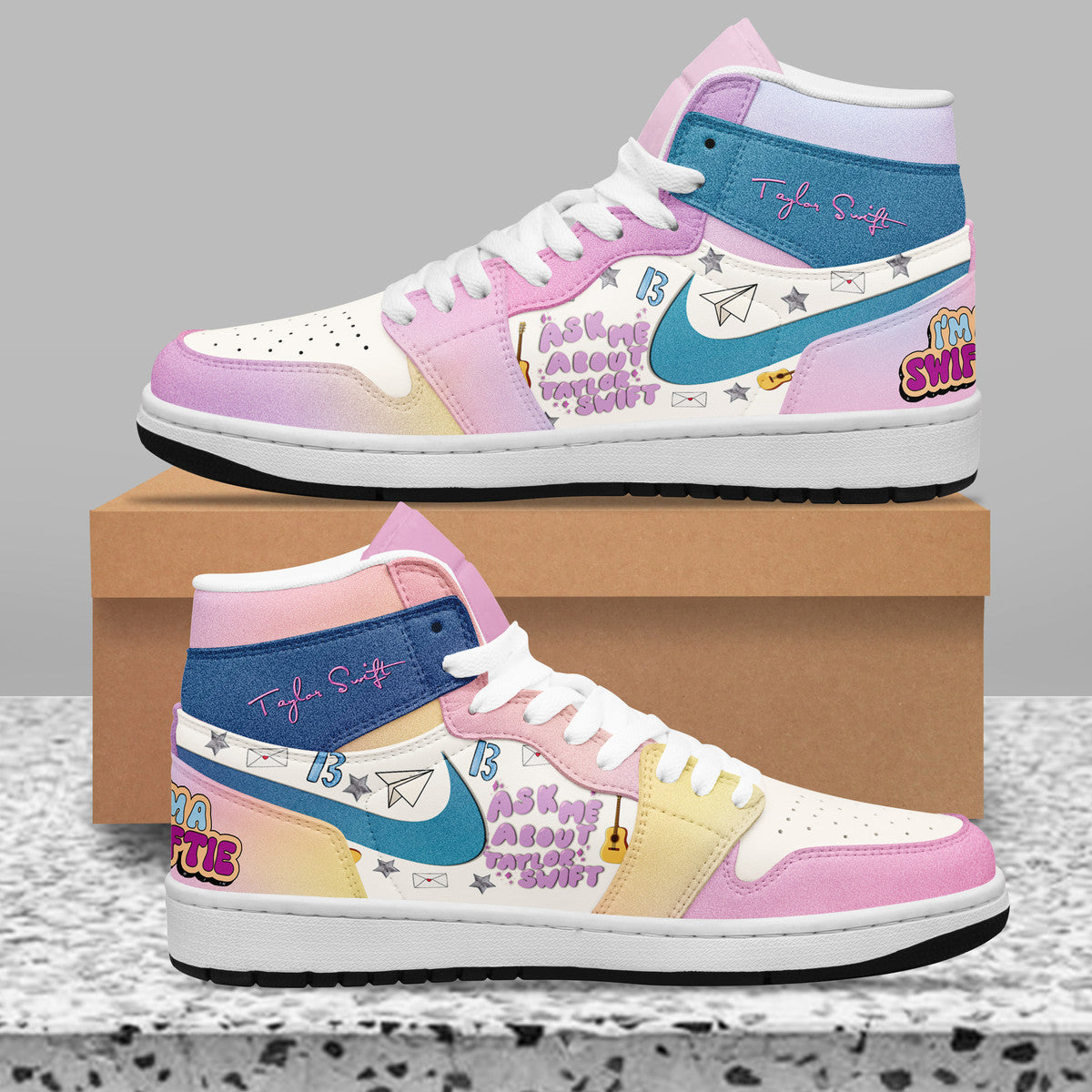 Ideafootwear Taylor Swift AJ1 High Sneakers Shoes For Men And Women 38