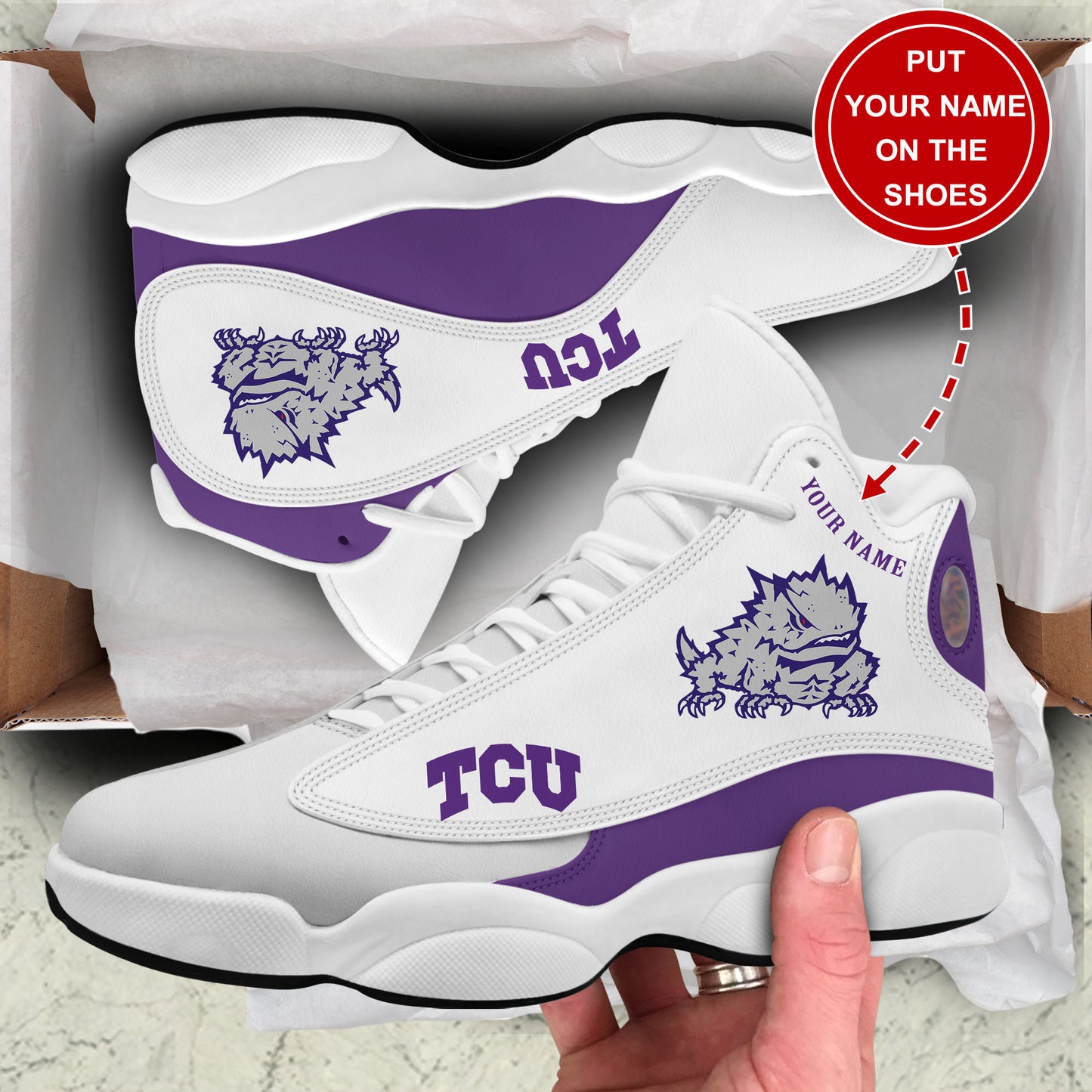 Ideafootwear TCU Horned Frogs AJ13 Sneakers Shoes For Men And Women 1