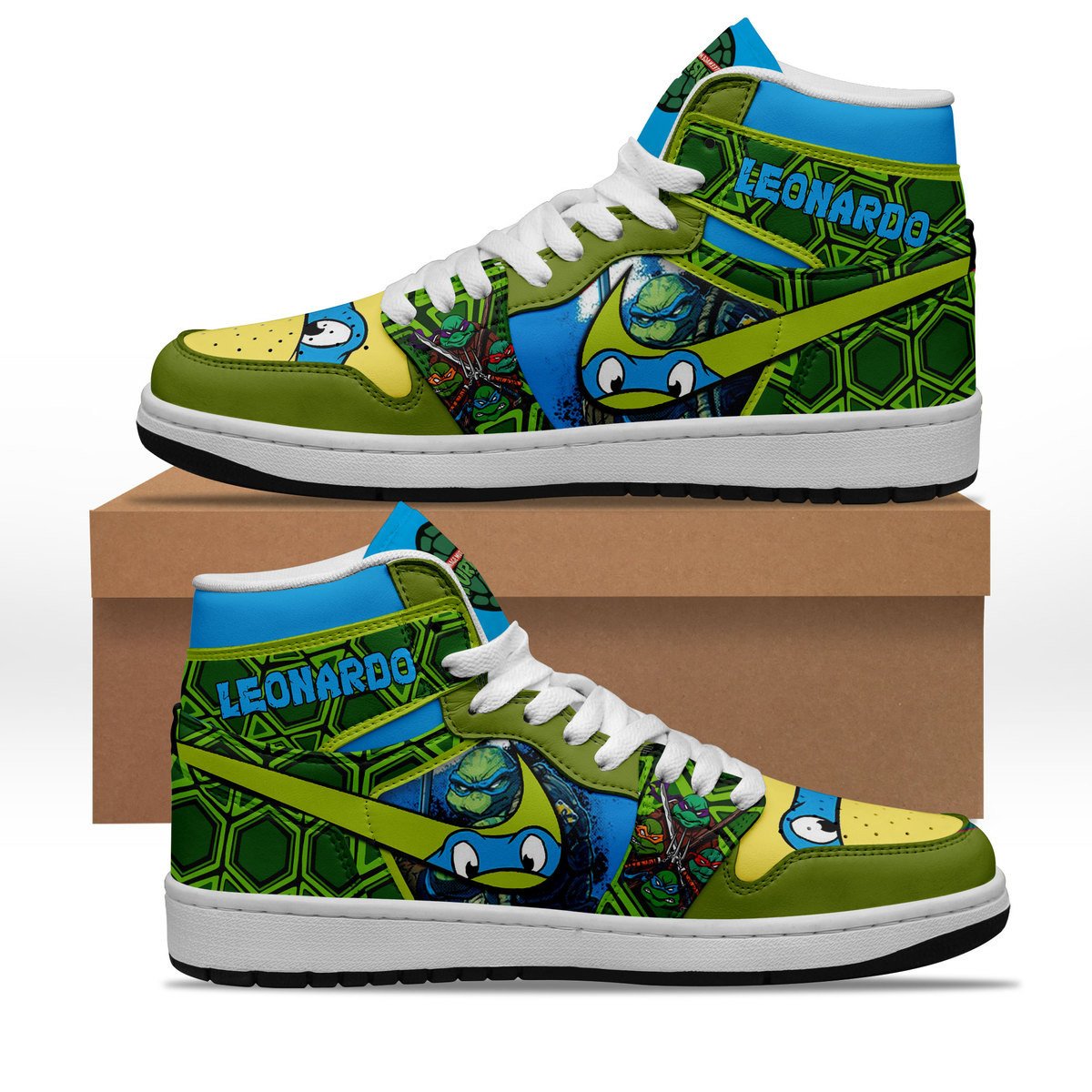 Ideafootwear Teenage Mutant Ninja Turtles AJ1 High Sneakers Shoes For Men And Women 8