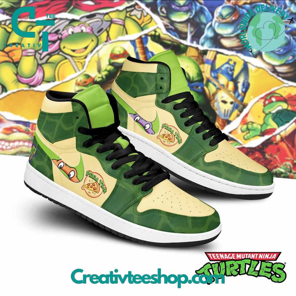 Ideafootwear Teenage Mutant Ninja Turtles Pizza Time AJ1 High Sneakers Shoes For Men And Women 1