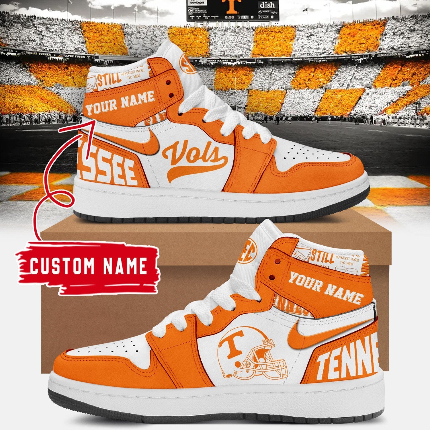 Ideafootwear Tennessee Volunteers AJ1 High Sneakers Shoes For Men And Women 1
