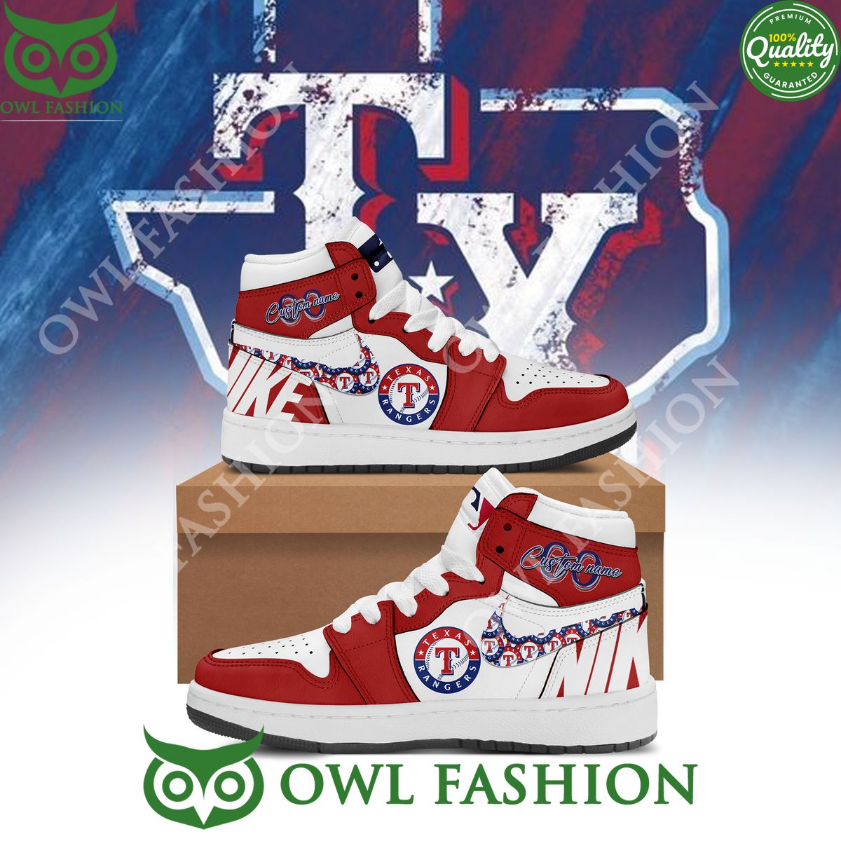Ideafootwear Texas Rangers AJ1 High Sneakers Shoes For Men And Women 8