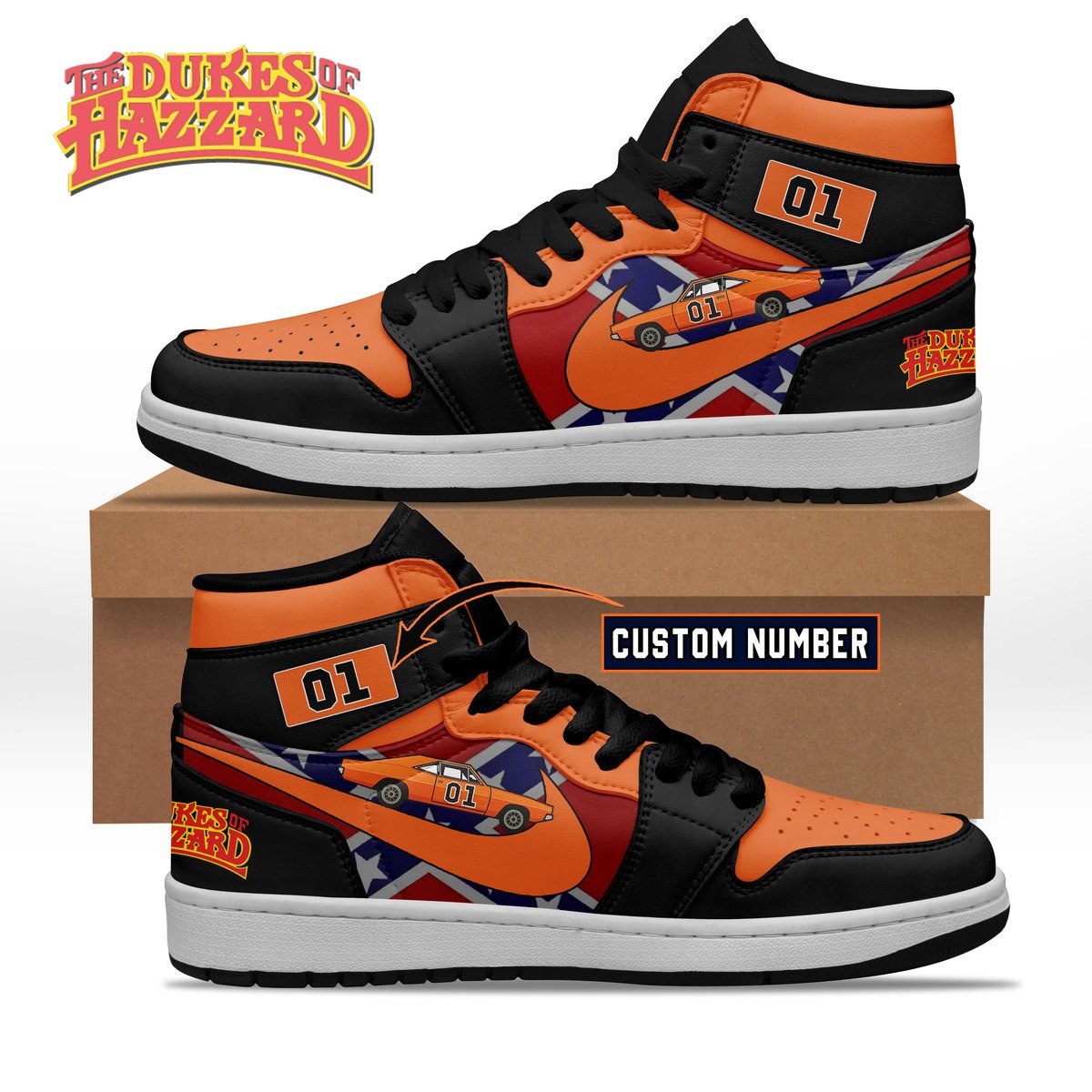 Ideafootwear The Dukes of Hazzard AJ1 High Sneakers Shoes For Men And Women 4