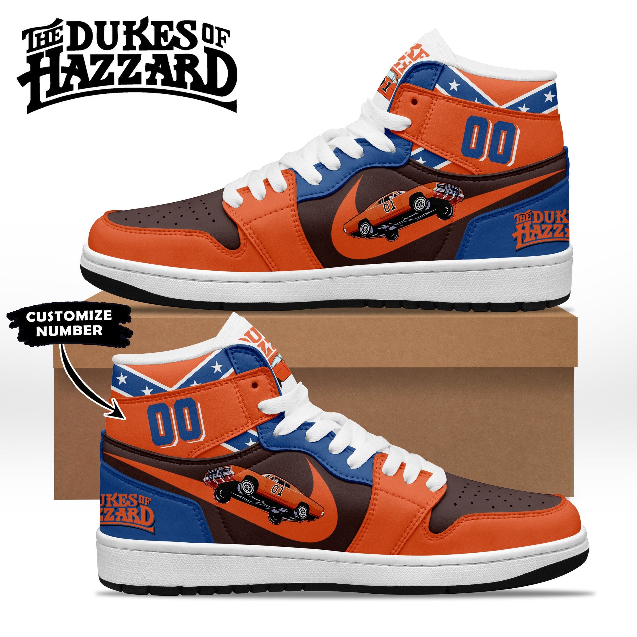 Ideafootwear The Dukes of Hazzard AJ1 High Sneakers Shoes For Men And Women 3