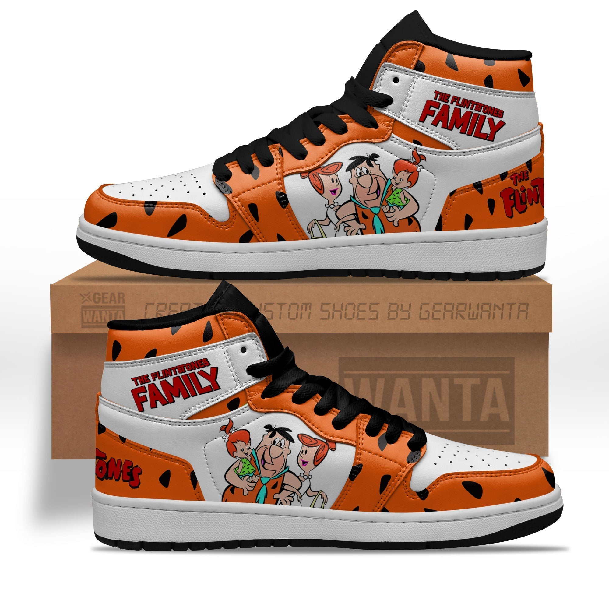 Ideafootwear The Flintstones Family AJ1 High Sneakers Shoes For Men And Women 1