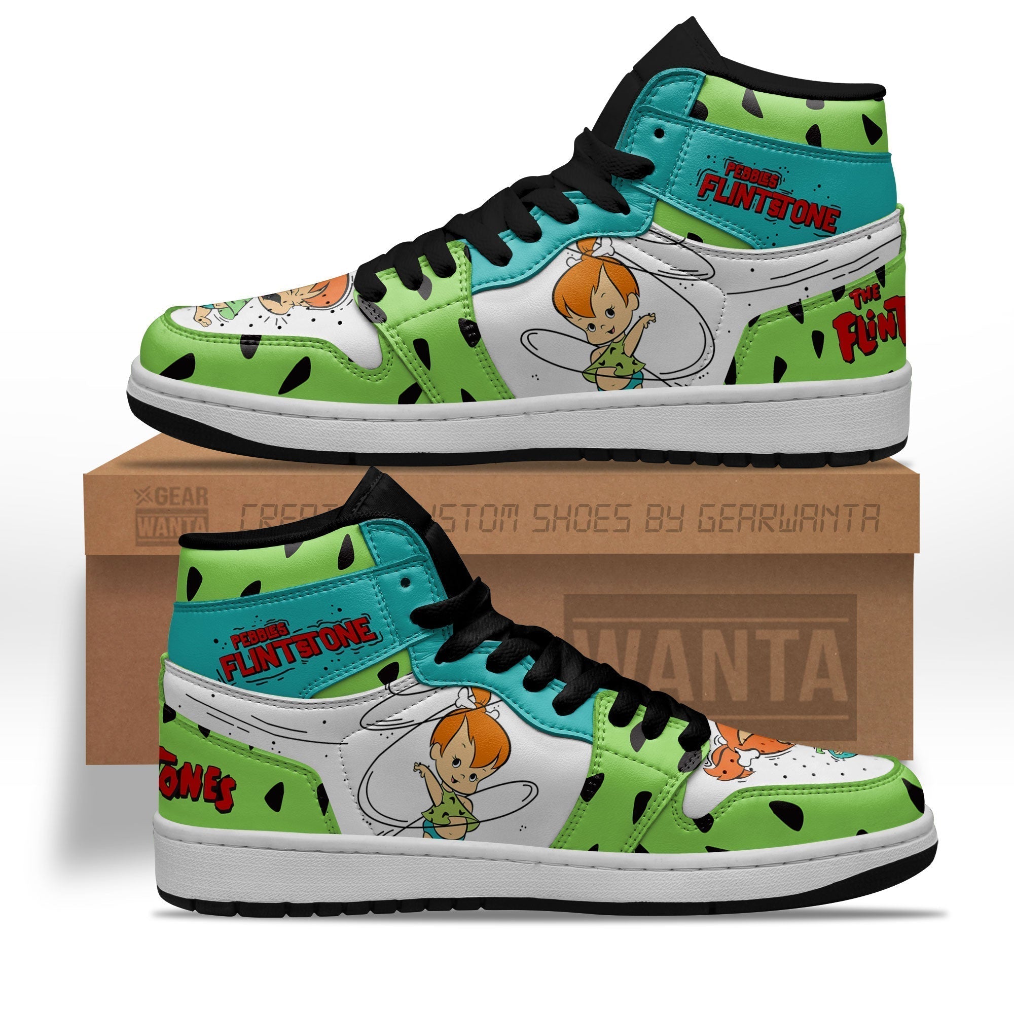 Ideafootwear The Flintstones Pebbles Flintstone AJ1 High Sneakers Shoes For Men And Women 1