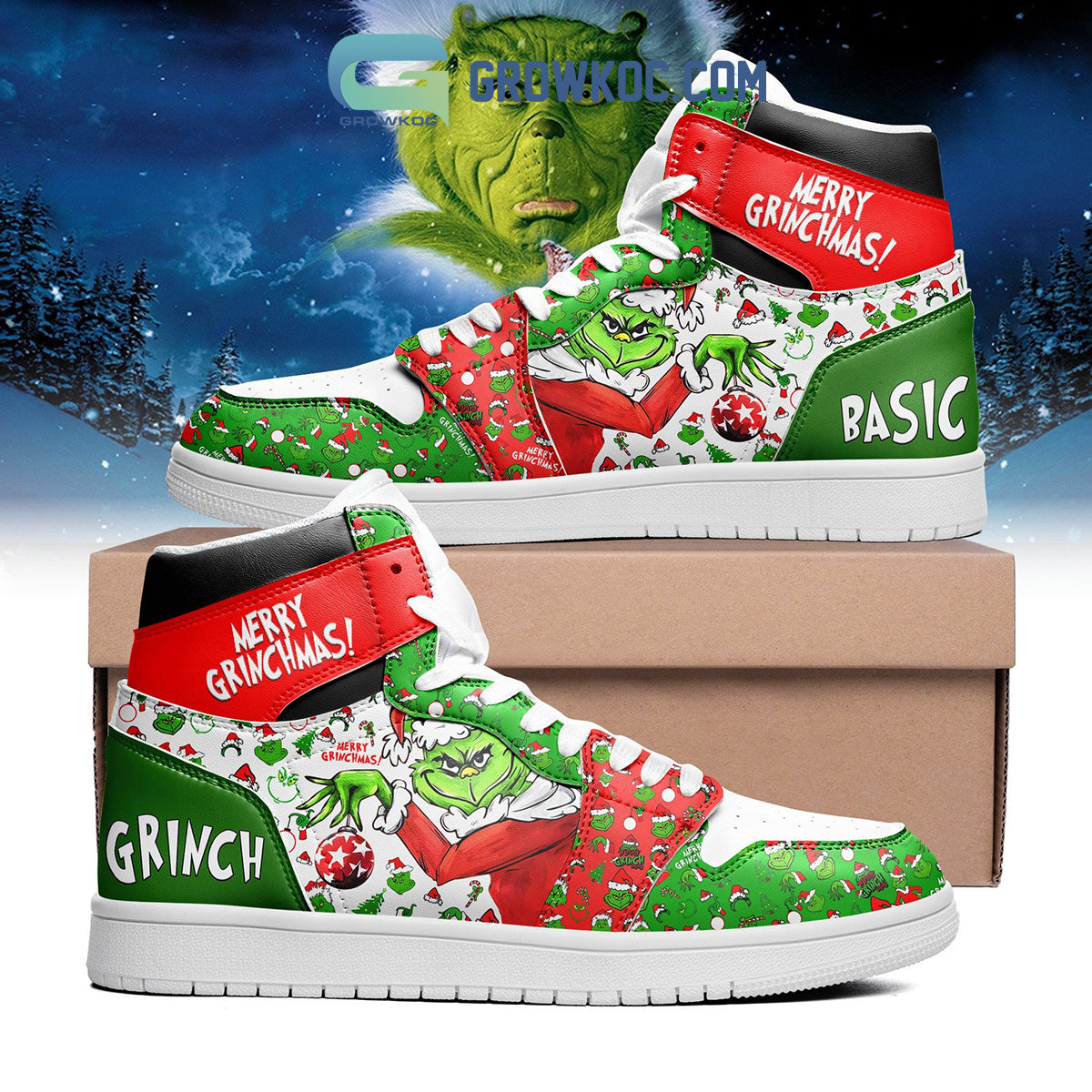 Ideafootwear The Grinch AJ1 High Sneakers Shoes For Men And Women 5
