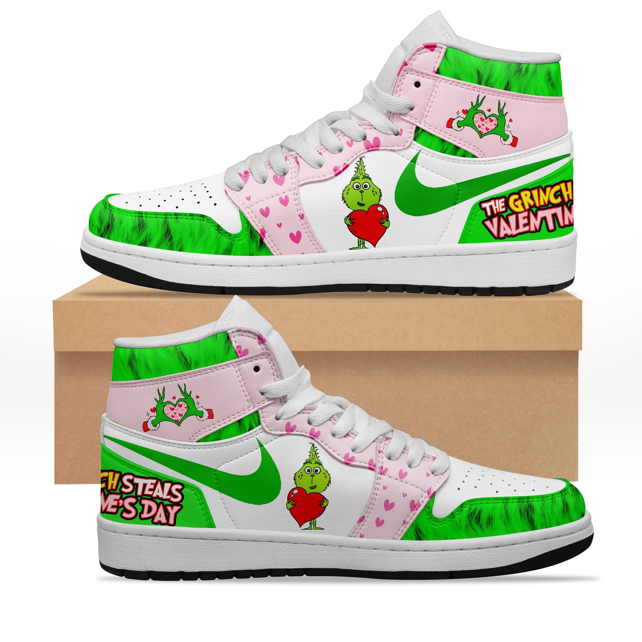 Ideafootwear The Grinch AJ1 High Sneakers Shoes For Men And Women 12