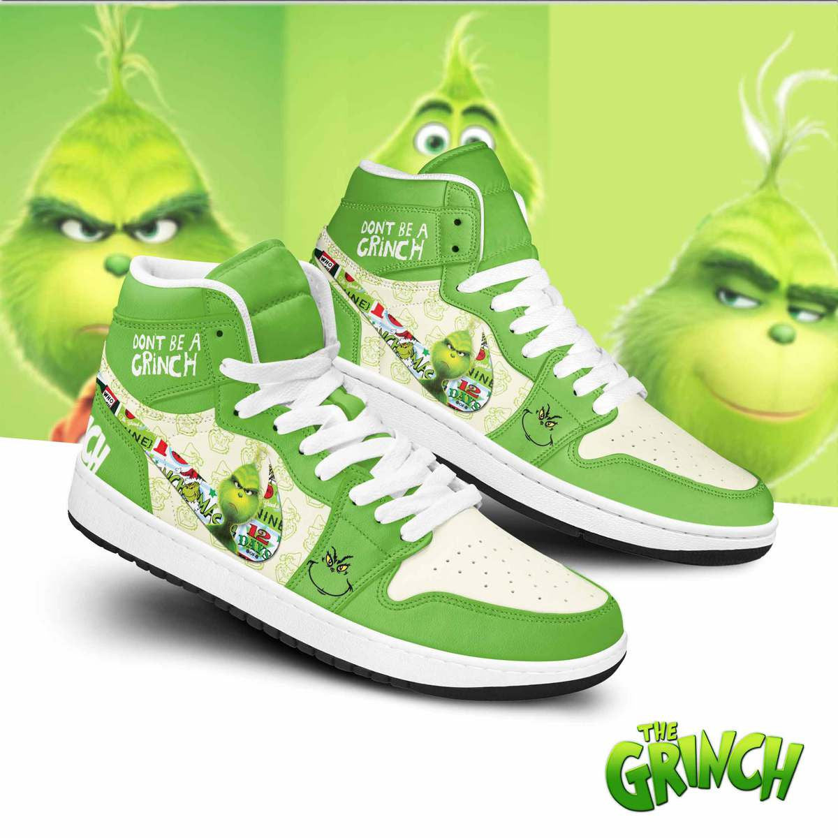 Ideafootwear The Grinch AJ1 High Sneakers Shoes For Men And Women 9
