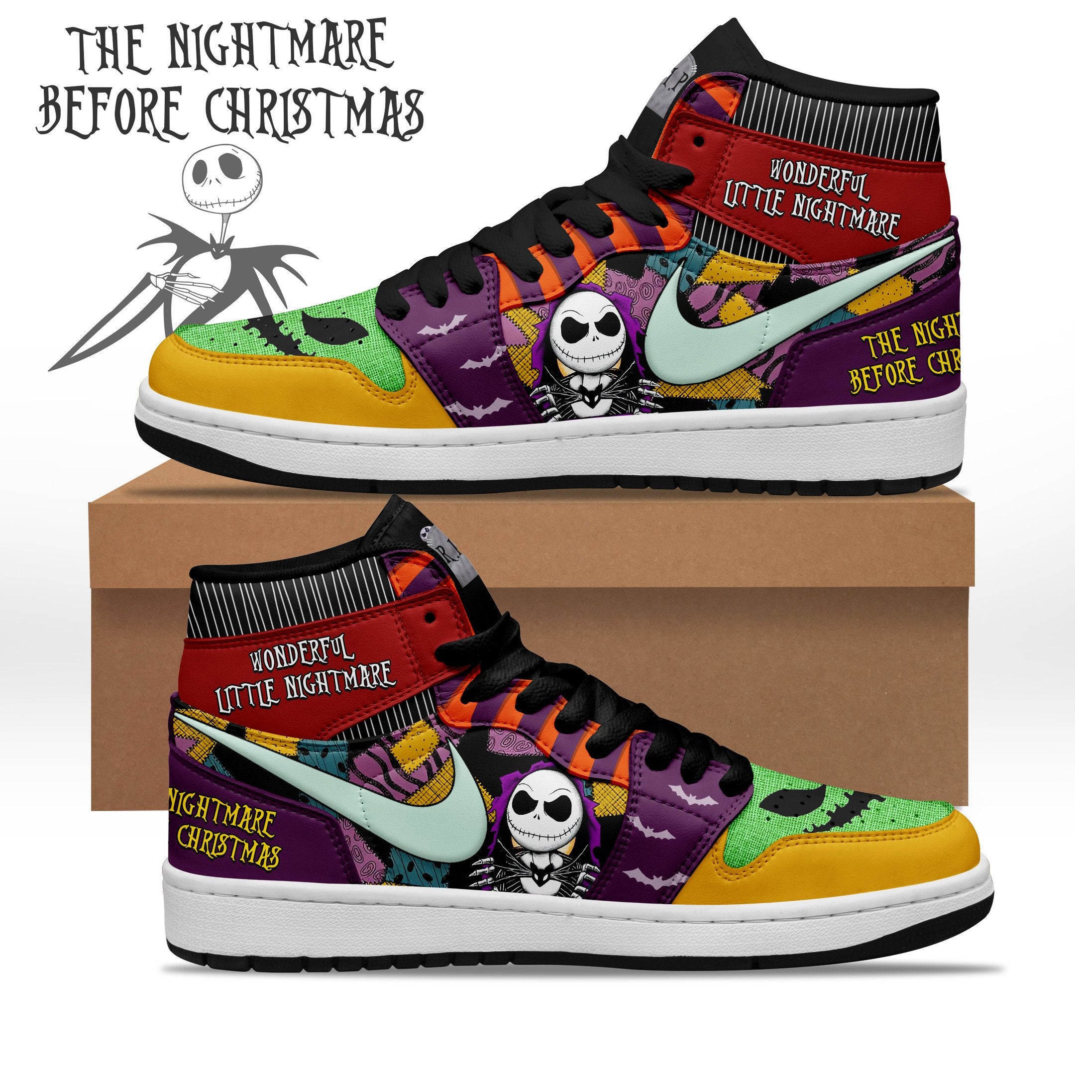 Ideafootwear The Nightmare Before Christmas AJ1 High Sneakers Shoes For Men And Women 4
