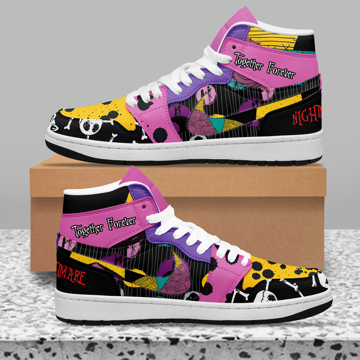 Ideafootwear The Nightmare Before Christmas AJ1 High Sneakers Shoes For Men And Women 2