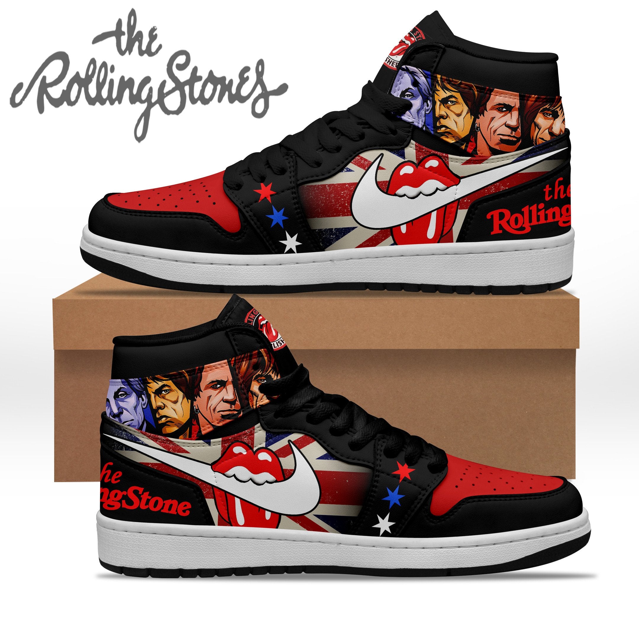 Ideafootwear The Rolling Stones AJ1 High Sneakers Shoes For Men And Women 12