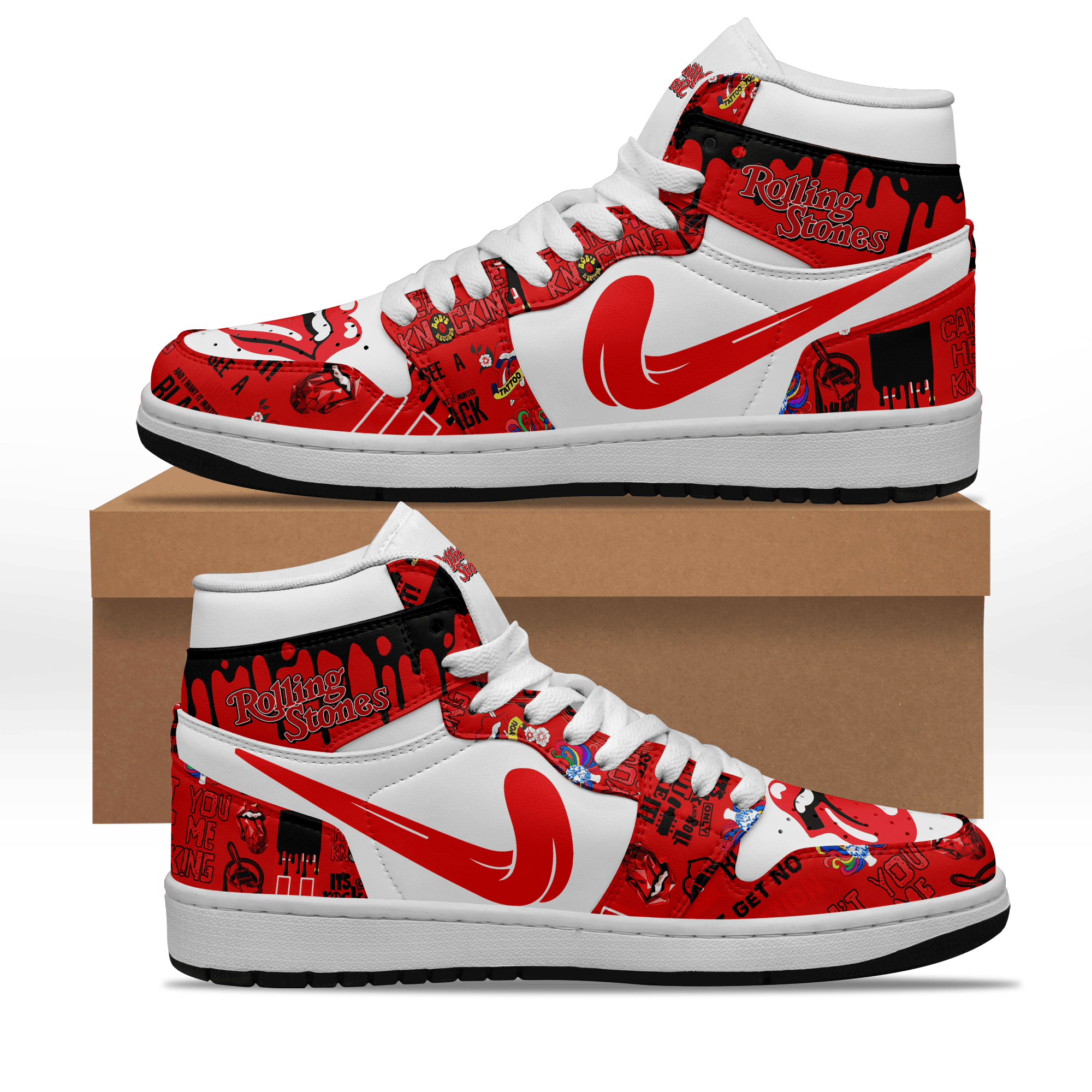 Ideafootwear The Rolling Stones AJ1 High Sneakers Shoes For Men And Women 14