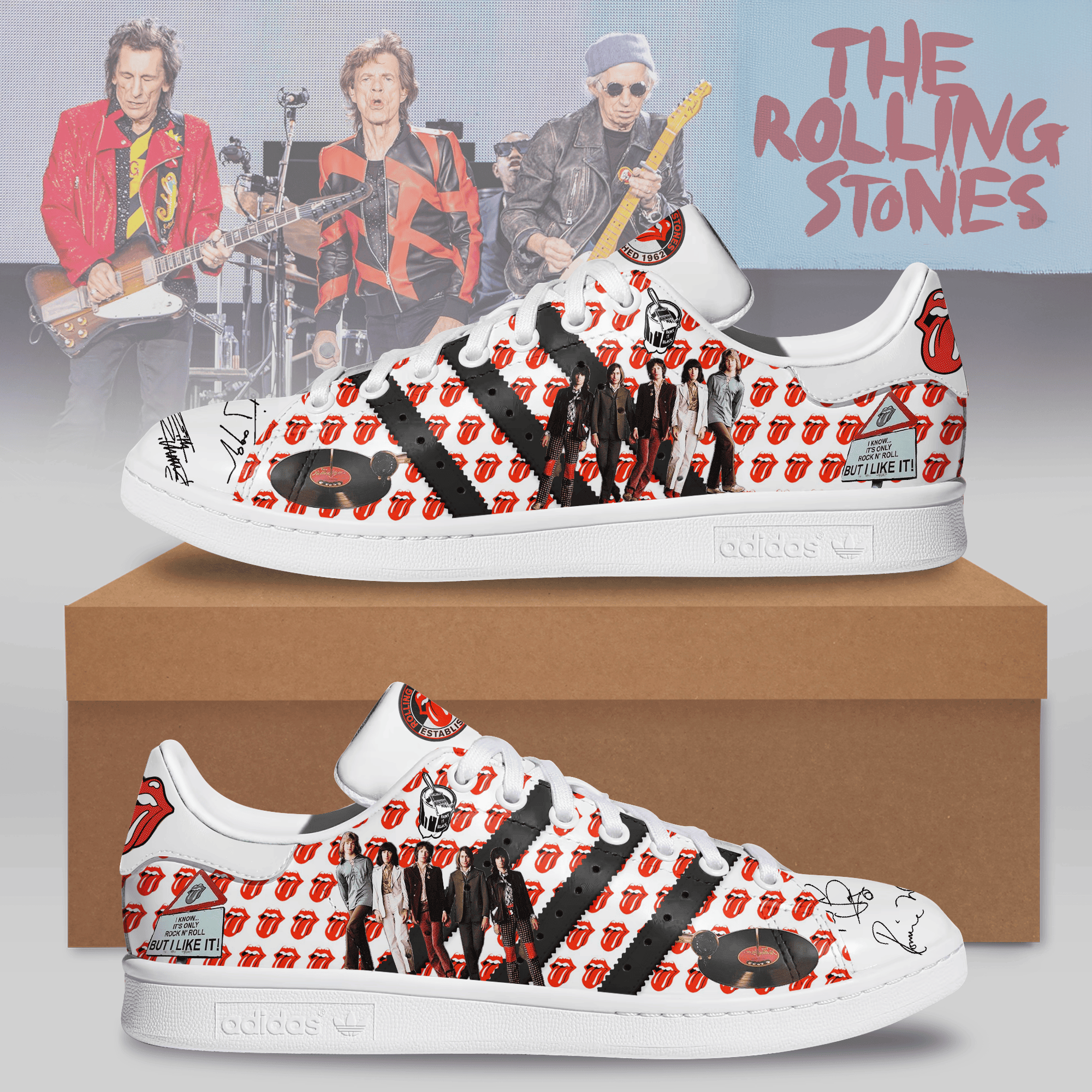 Ideafootwear The Rolling Stones Skate Stan Shoes Sneakes For Men And Women 1