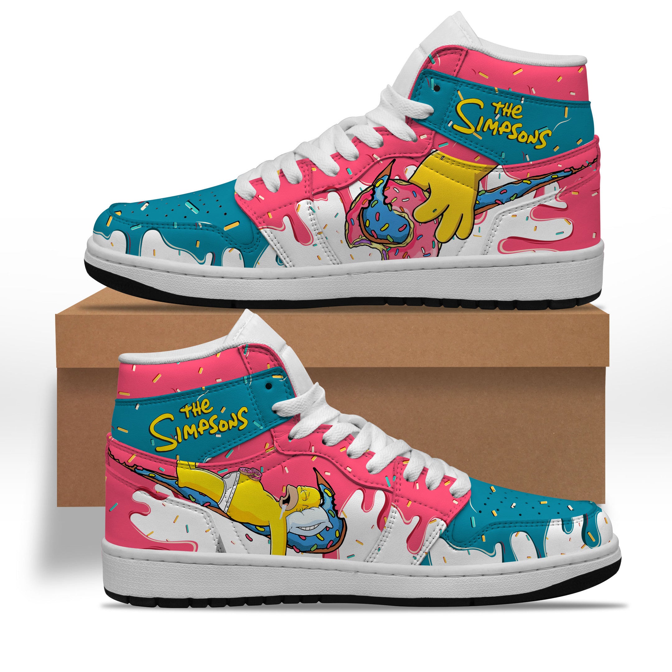 Ideafootwear The Simpsons AJ1 High Sneakers Shoes For Men And Women 4
