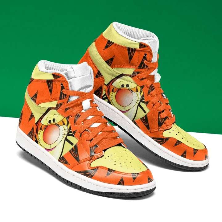Ideafootwear Tigger Winnie The Pooh AJ1 High Sneakers Shoes For Men And Women 1