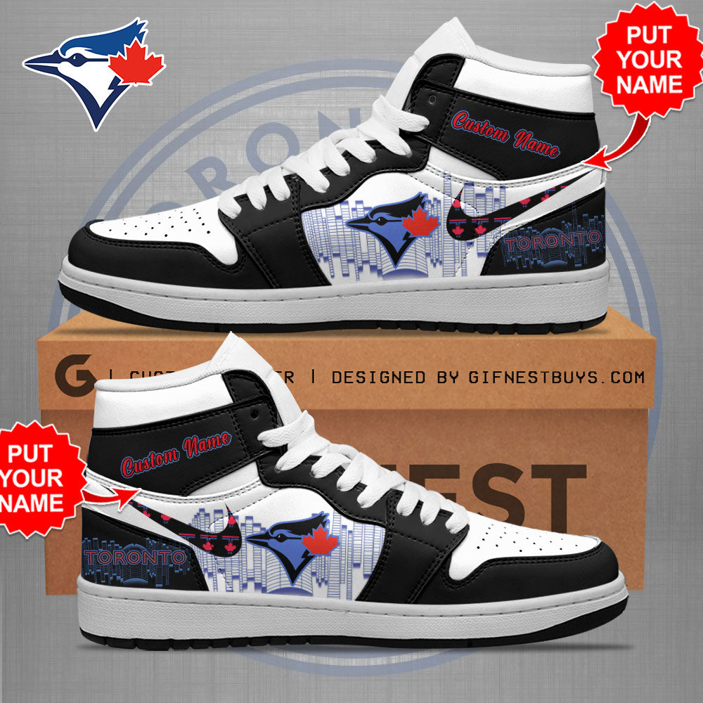 Ideafootwear Toronto Blue Jays AJ1 High Sneakers Shoes For Men And Women 2