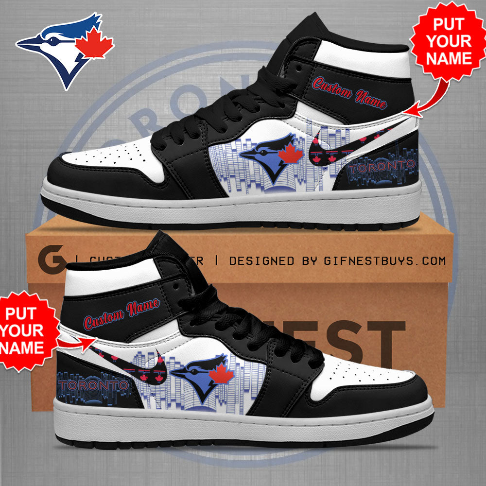 Ideafootwear Toronto Blue Jays AJ1 High Sneakers Shoes For Men And Women 3