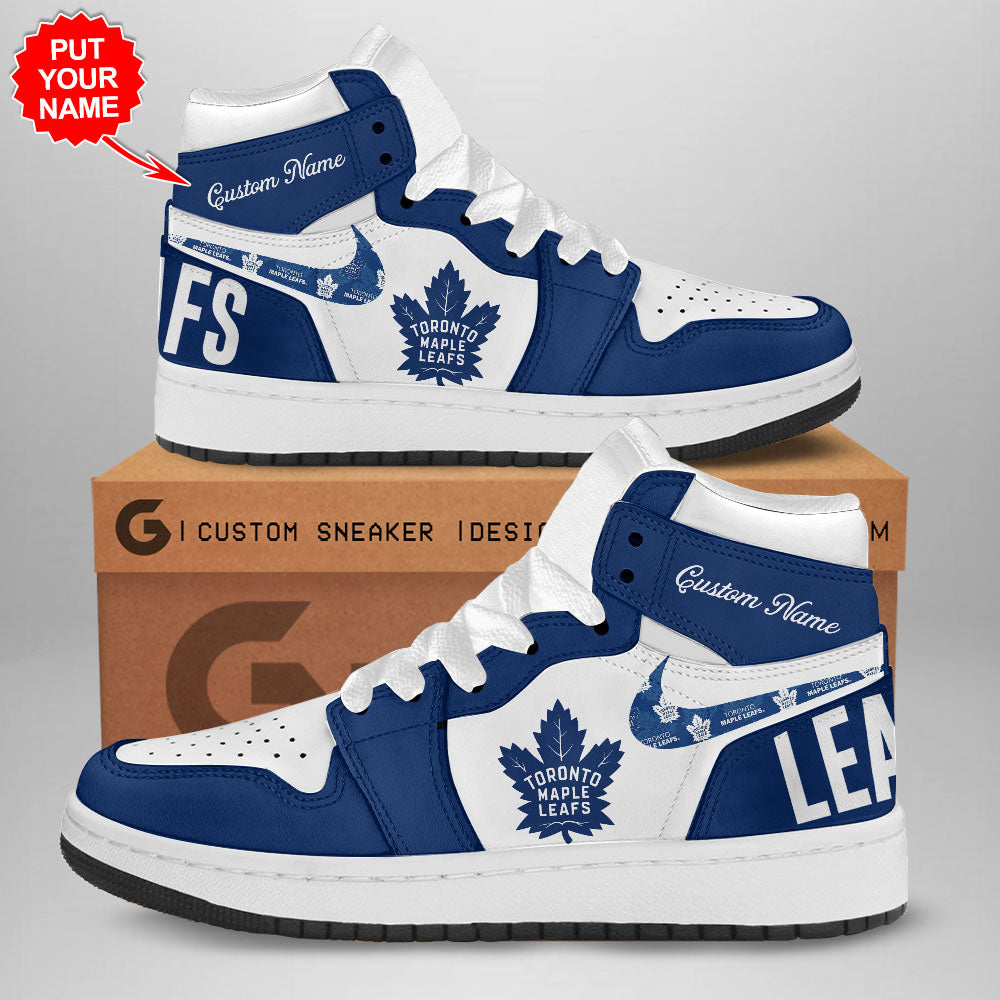 Ideafootwear Toronto Maple Leafs AJ1 High Sneakers Shoes For Men And Women 2