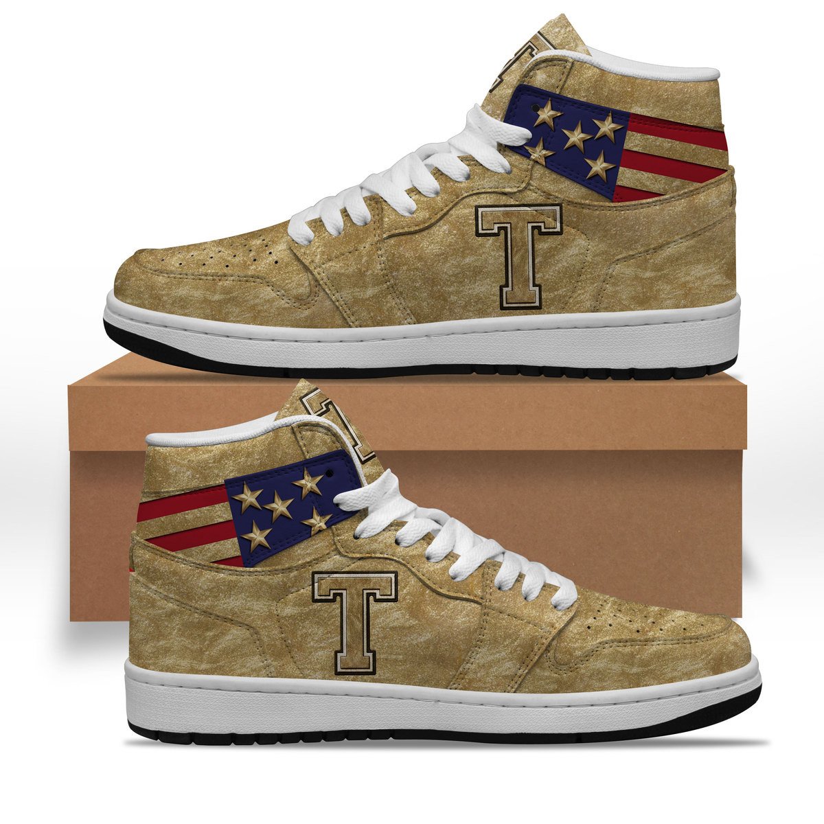 Ideafootwear Trump American Flag AJ1 High Sneakers Shoes For Men And Women 1