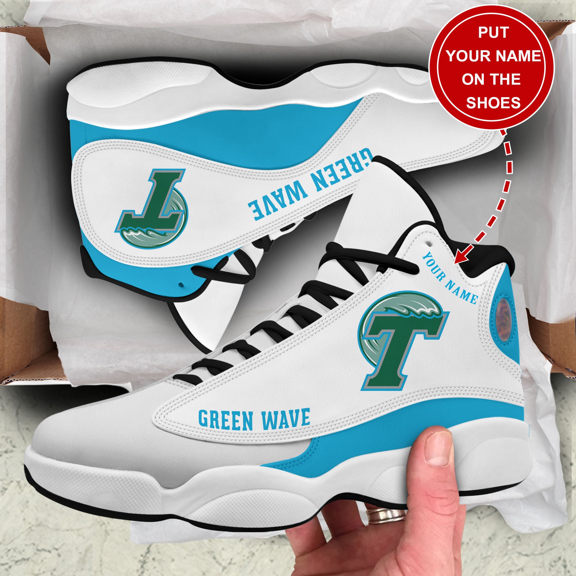Ideafootwear Tulane Green Wave AJ13 Sneakers Shoes For Men And Women 1
