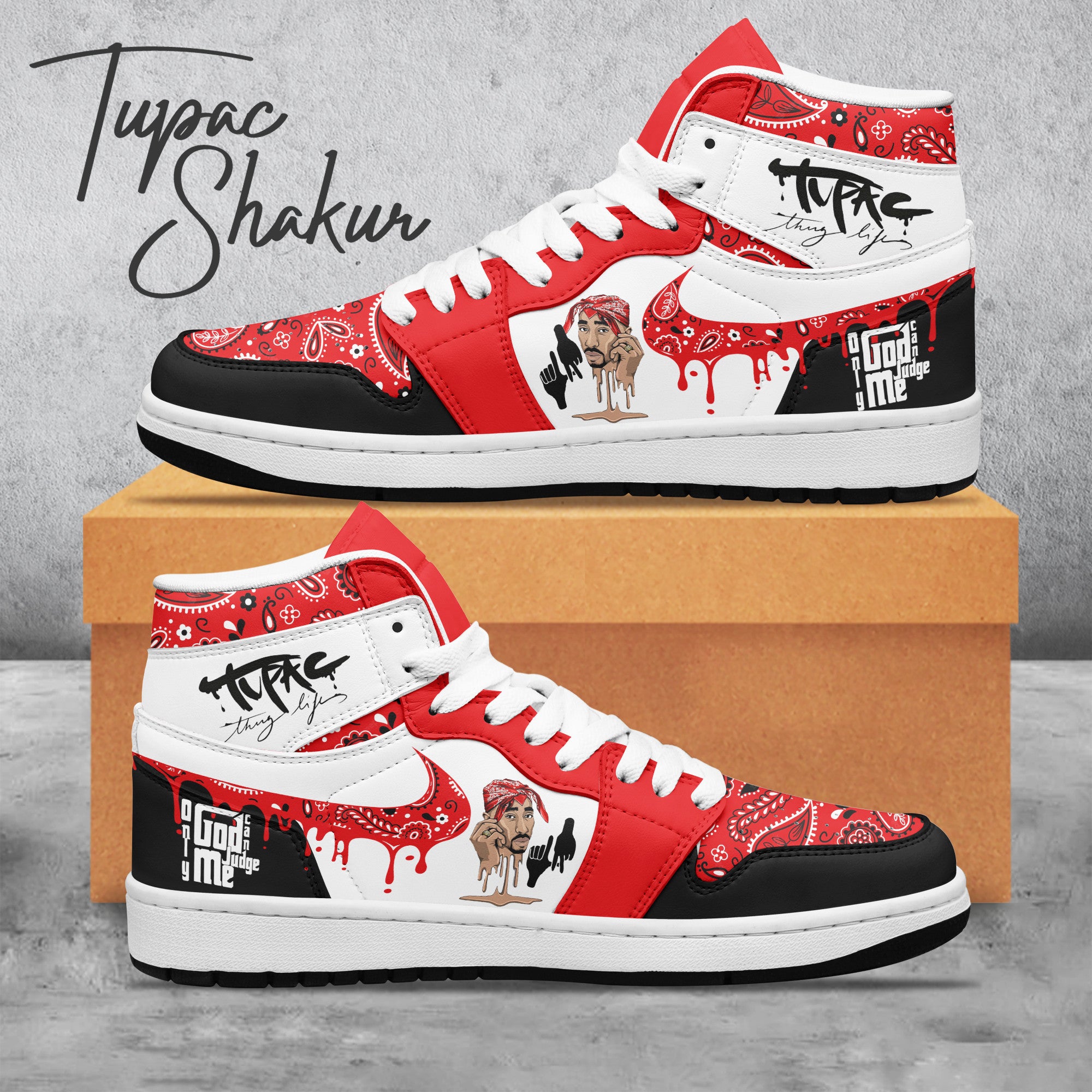Ideafootwear Tupac Shakur AJ1 High Sneakers Shoes For Men And Women 1