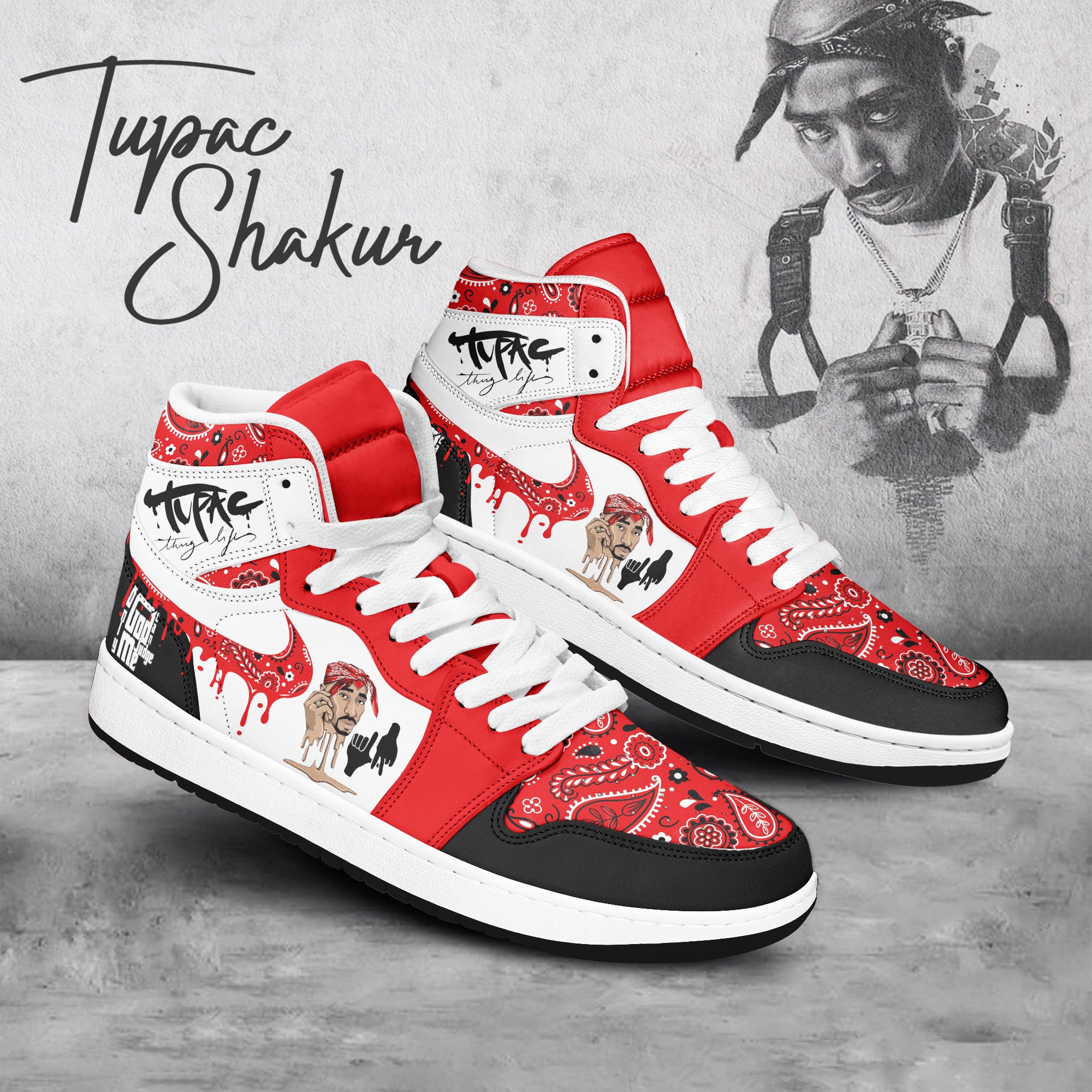 Ideafootwear Tupac Shakur AJ1 High Sneakers Shoes For Men And Women 1