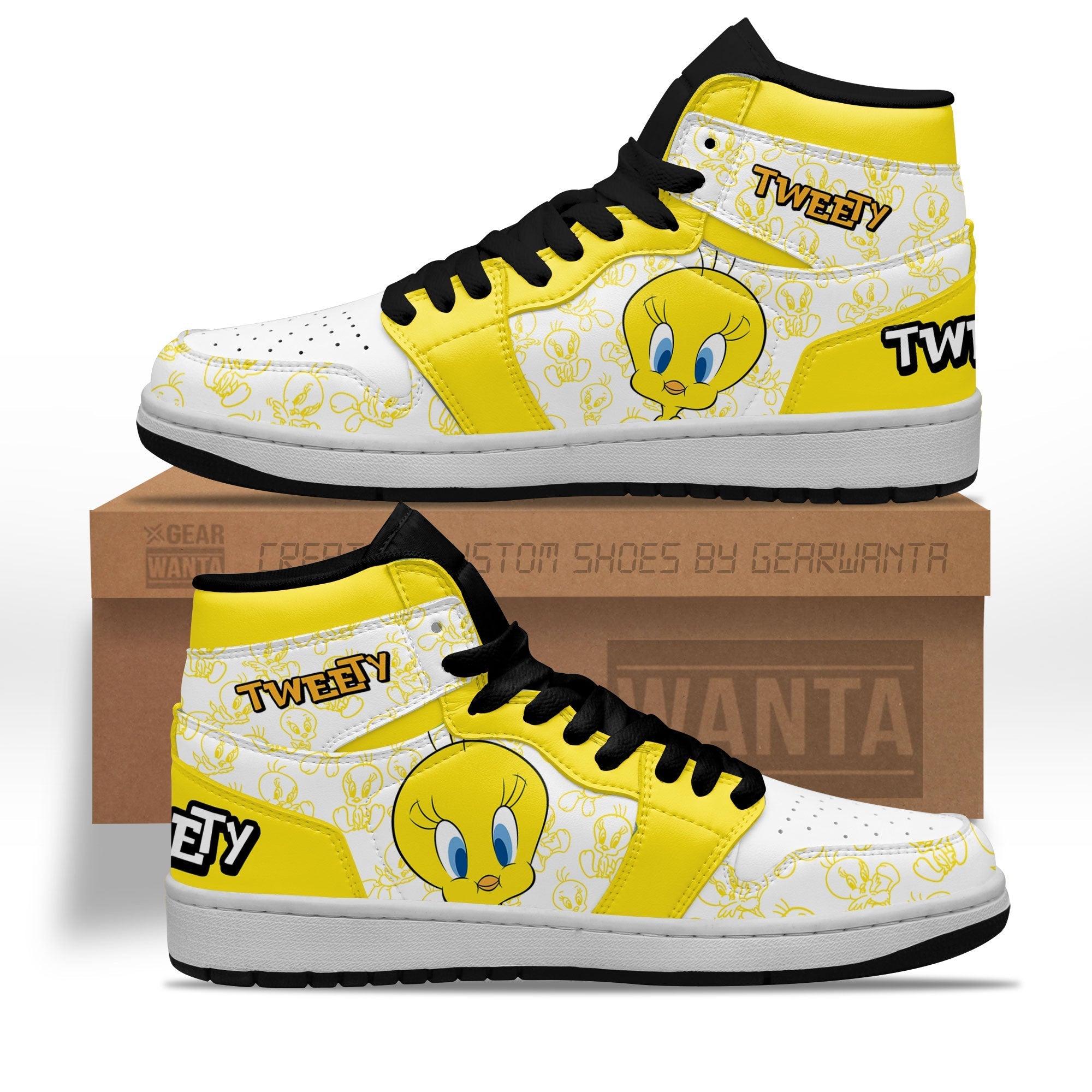 Ideafootwear Tweety AJ1 High Sneakers Shoes For Men And Women 1