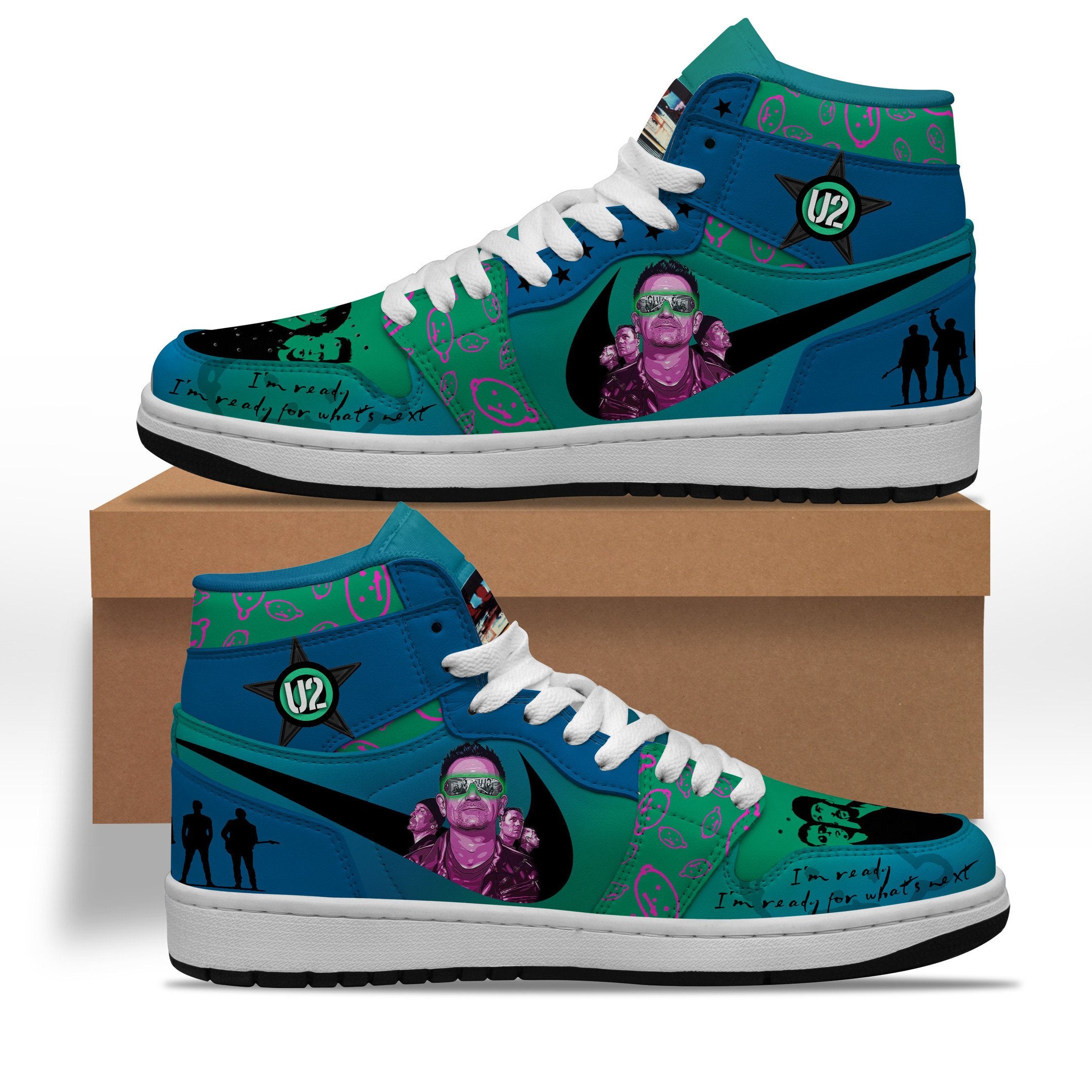 Ideafootwear U2 Rock Band AJ1 High Sneakers Shoes For Men And Women 2