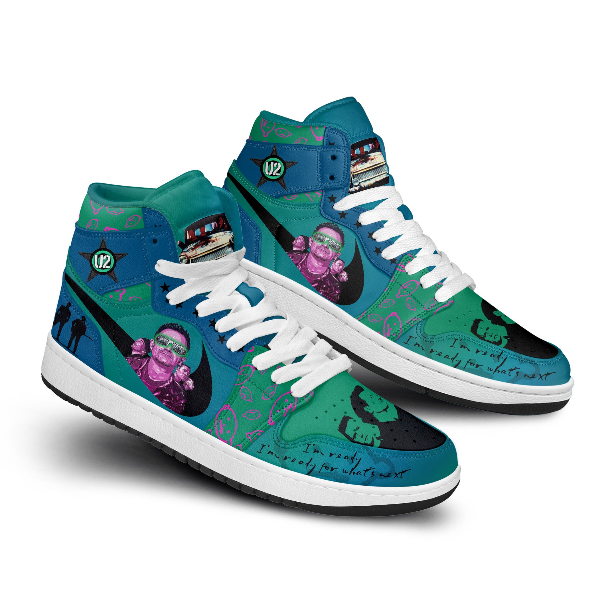 Ideafootwear U2 Rock Band AJ1 High Sneakers Shoes For Men And Women 2