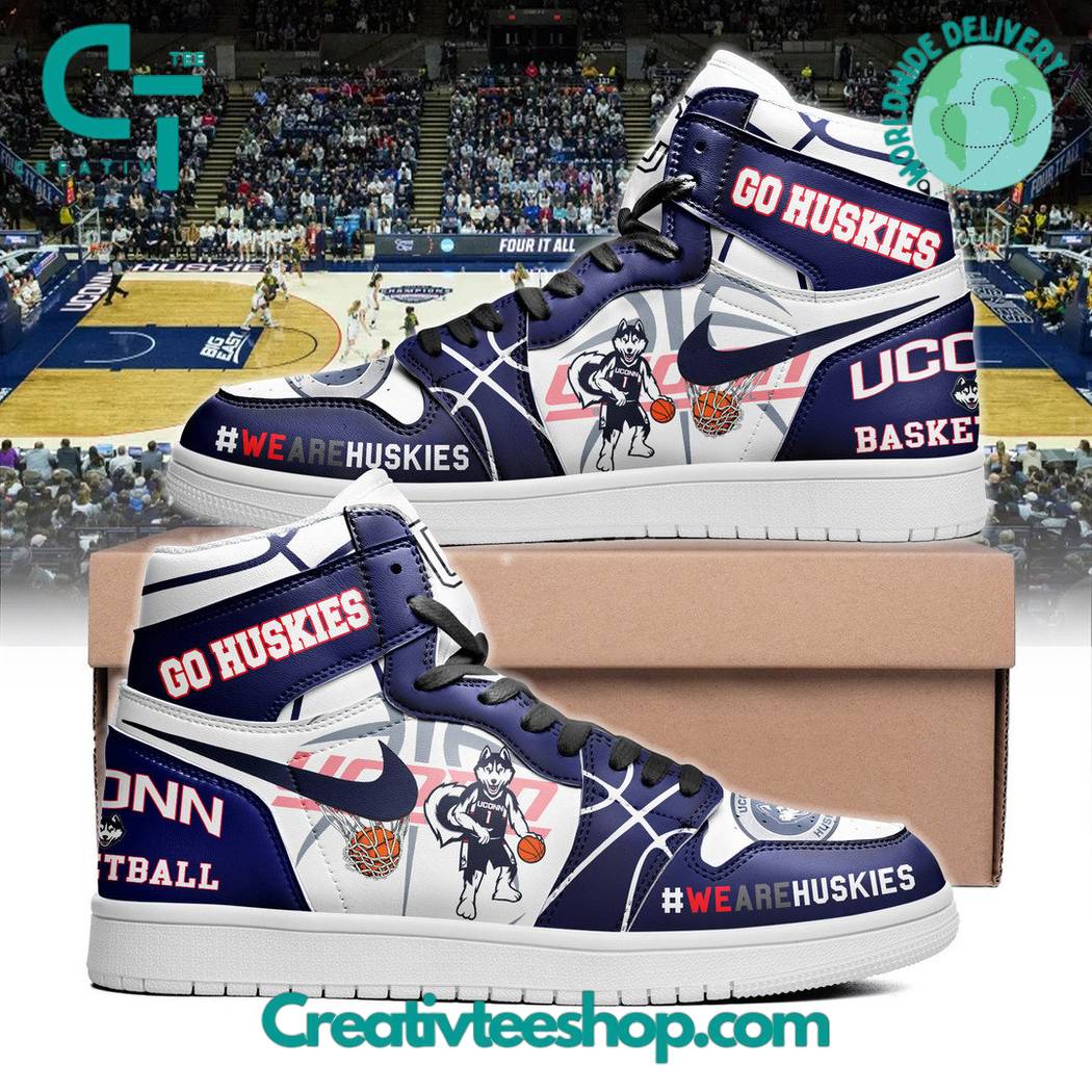 Ideafootwear UConn Huskies AJ1 High Sneakers Shoes For Men And Women 2
