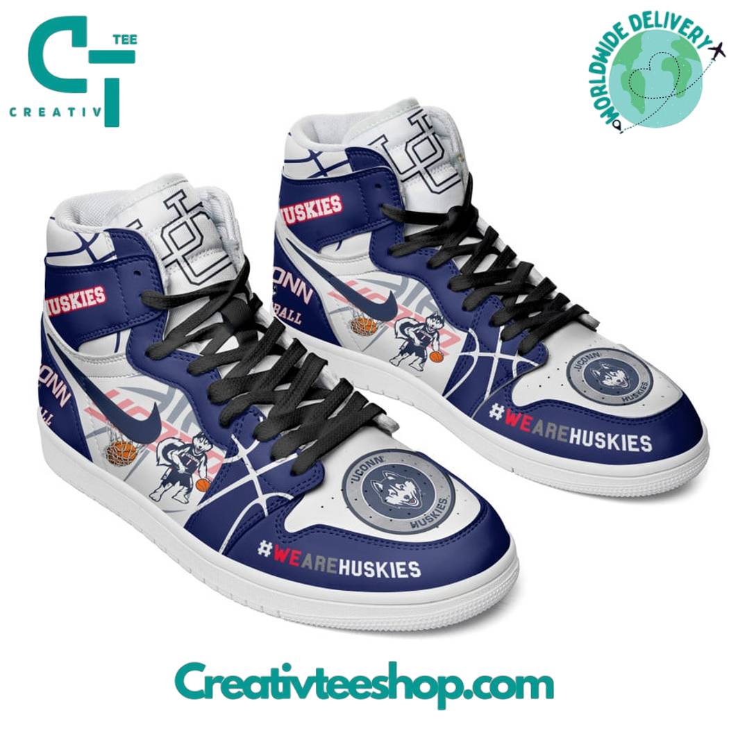 Ideafootwear UConn Huskies AJ1 High Sneakers Shoes For Men And Women 2