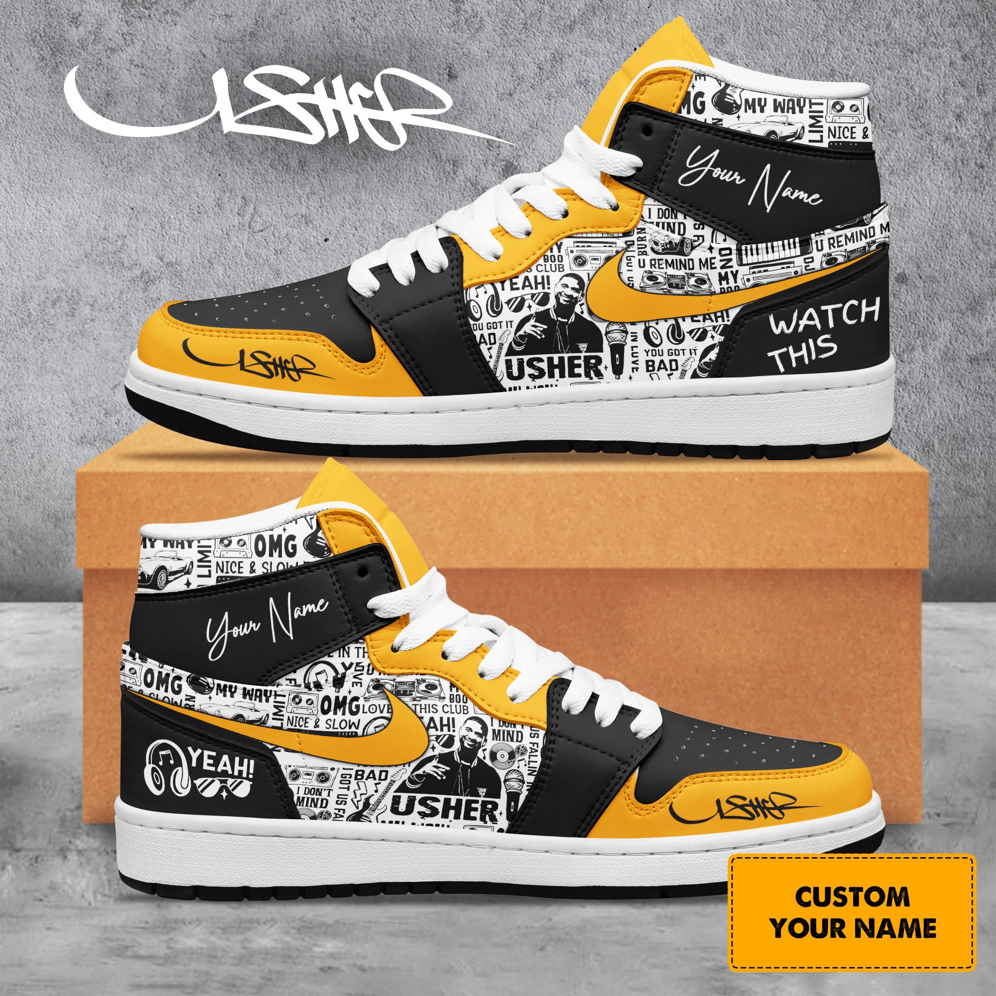Ideafootwear Usher AJ1 High Sneakers Shoes For Men And Women 3
