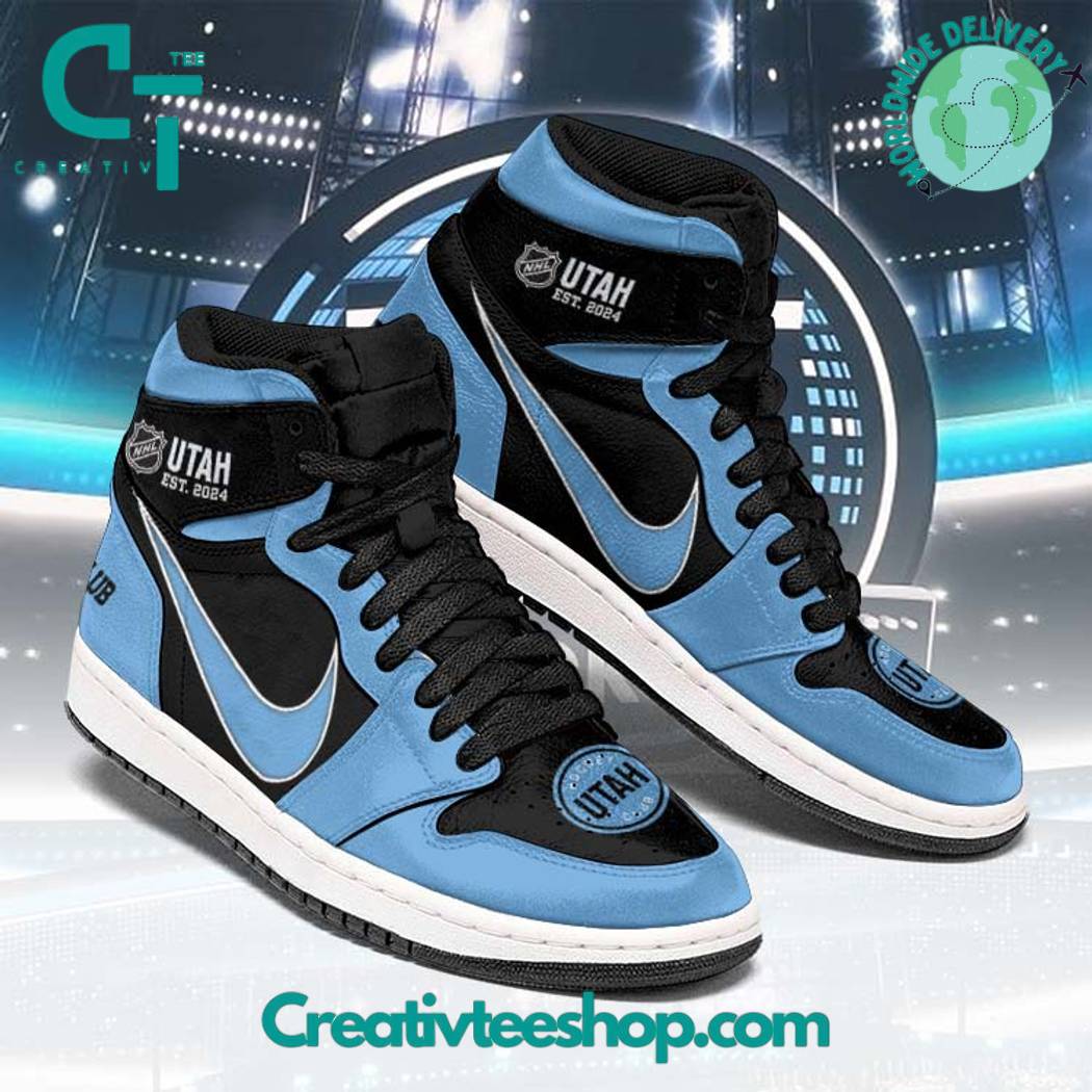 Ideafootwear Utah Hockey AJ1 High Sneakers Shoes For Men And Women 1