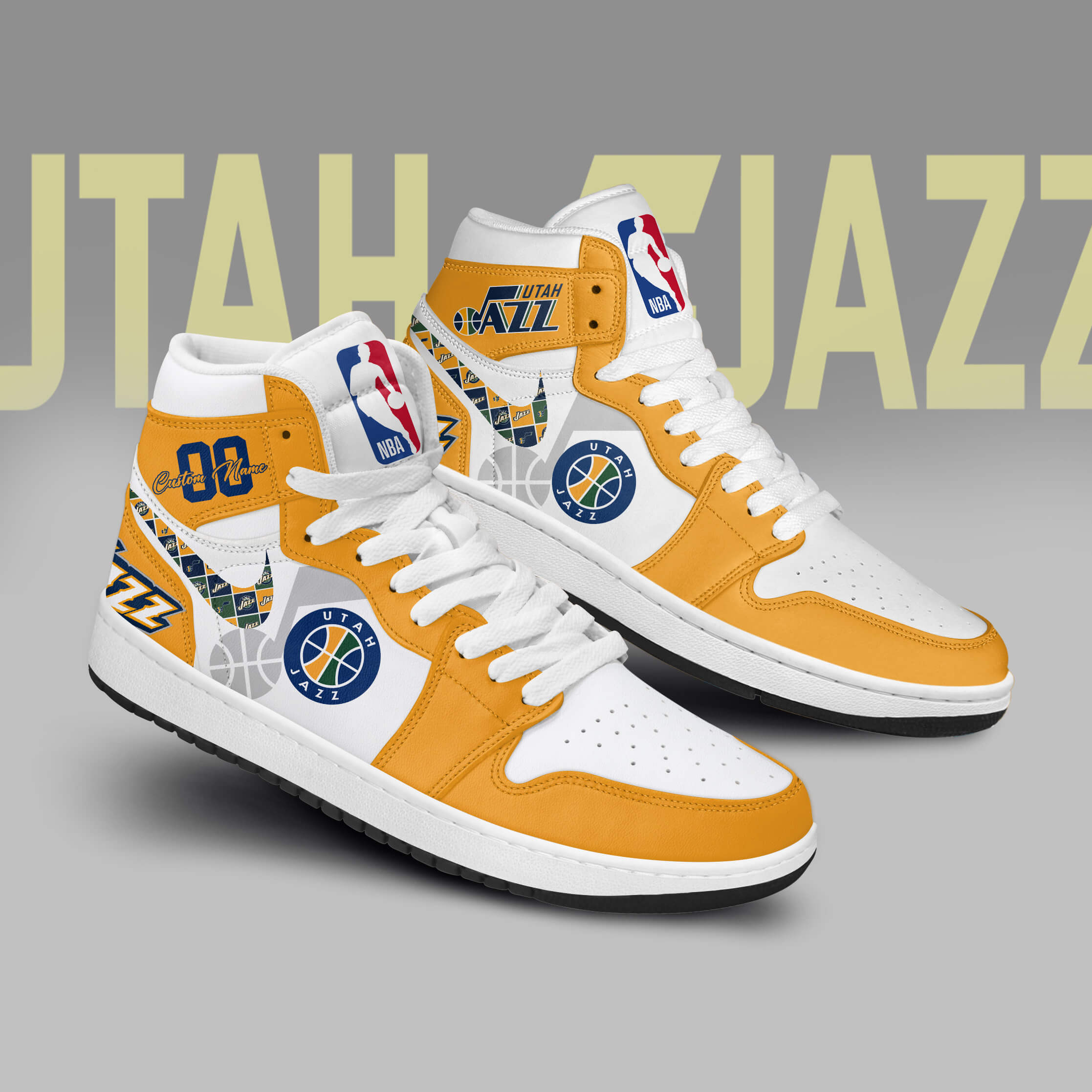 Ideafootwear Utah Jazz AJ1 High Sneakers Shoes For Men And Women 1