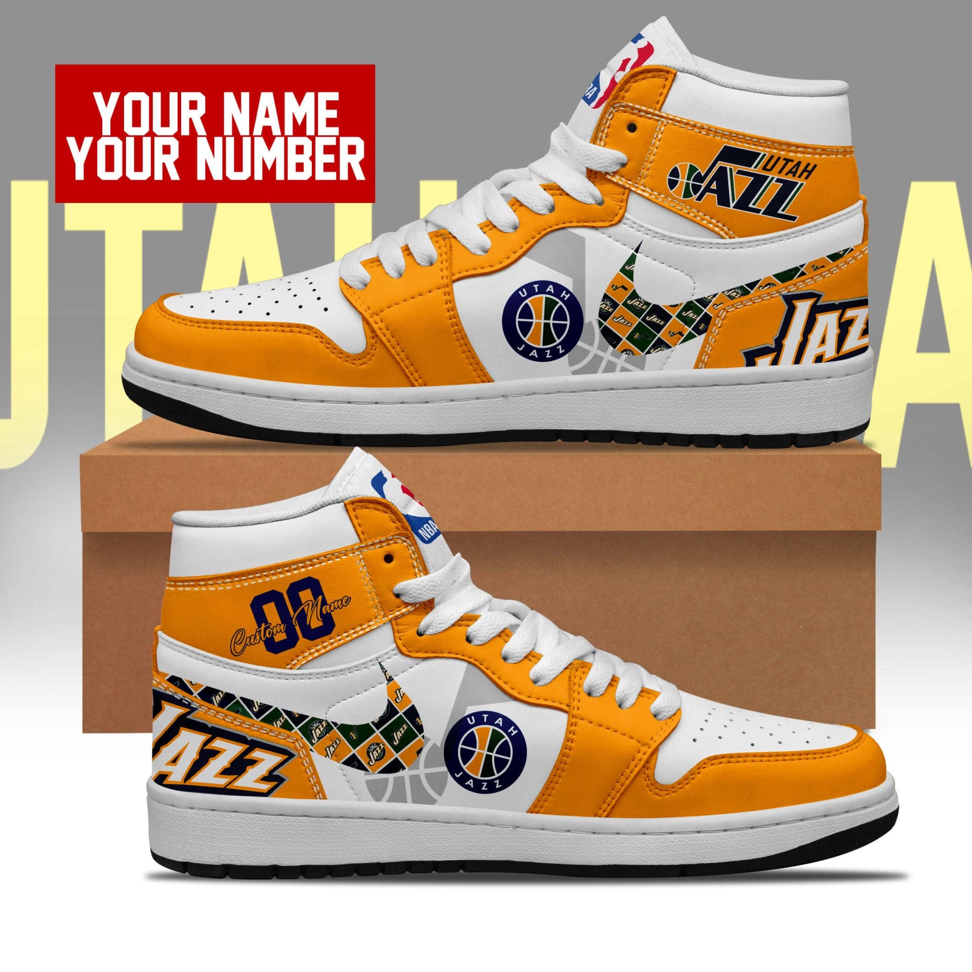 Ideafootwear Utah Jazz AJ1 High Sneakers Shoes For Men And Women 1