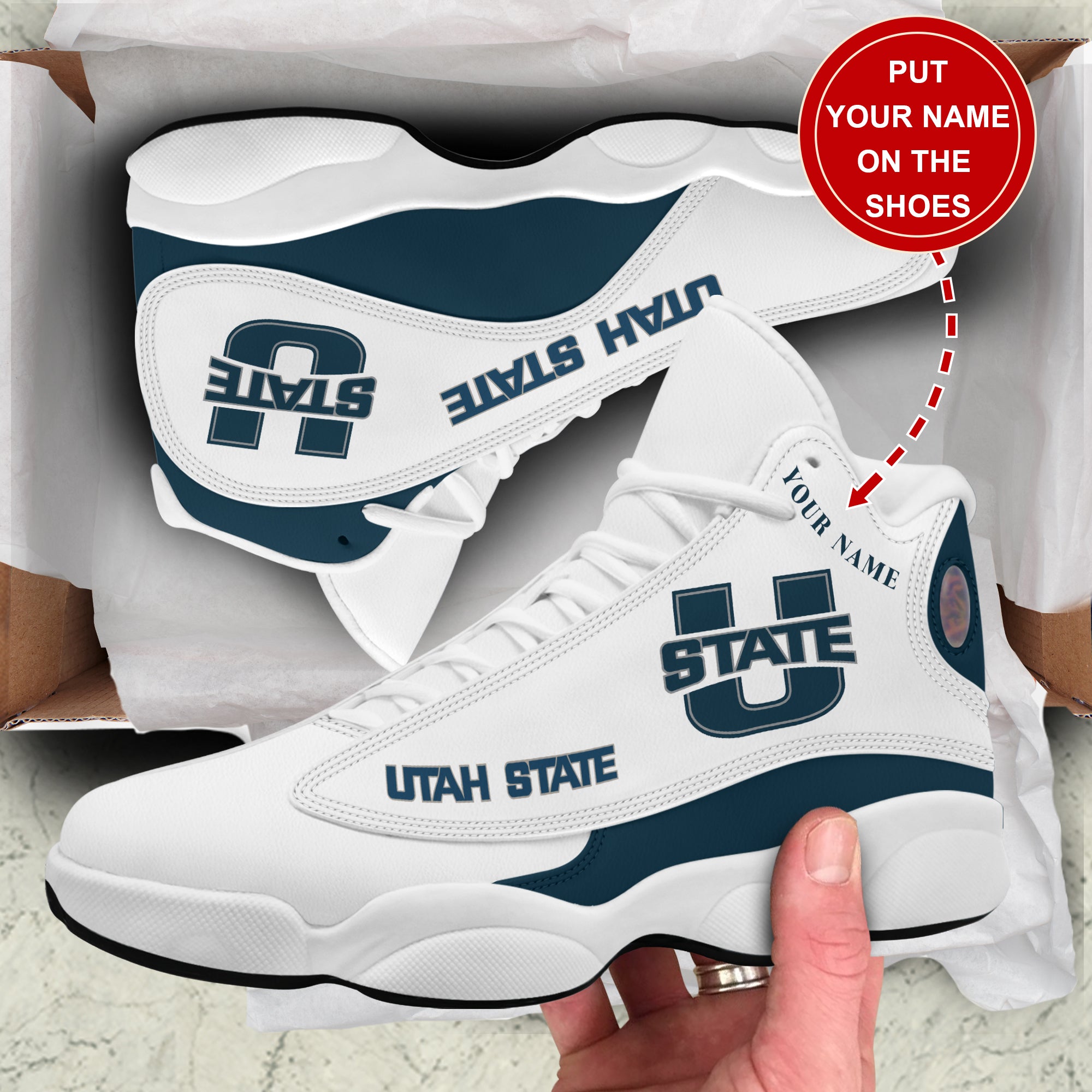 Ideafootwear Utah State Aggies AJ13 Sneakers Shoes For Men And Women 2