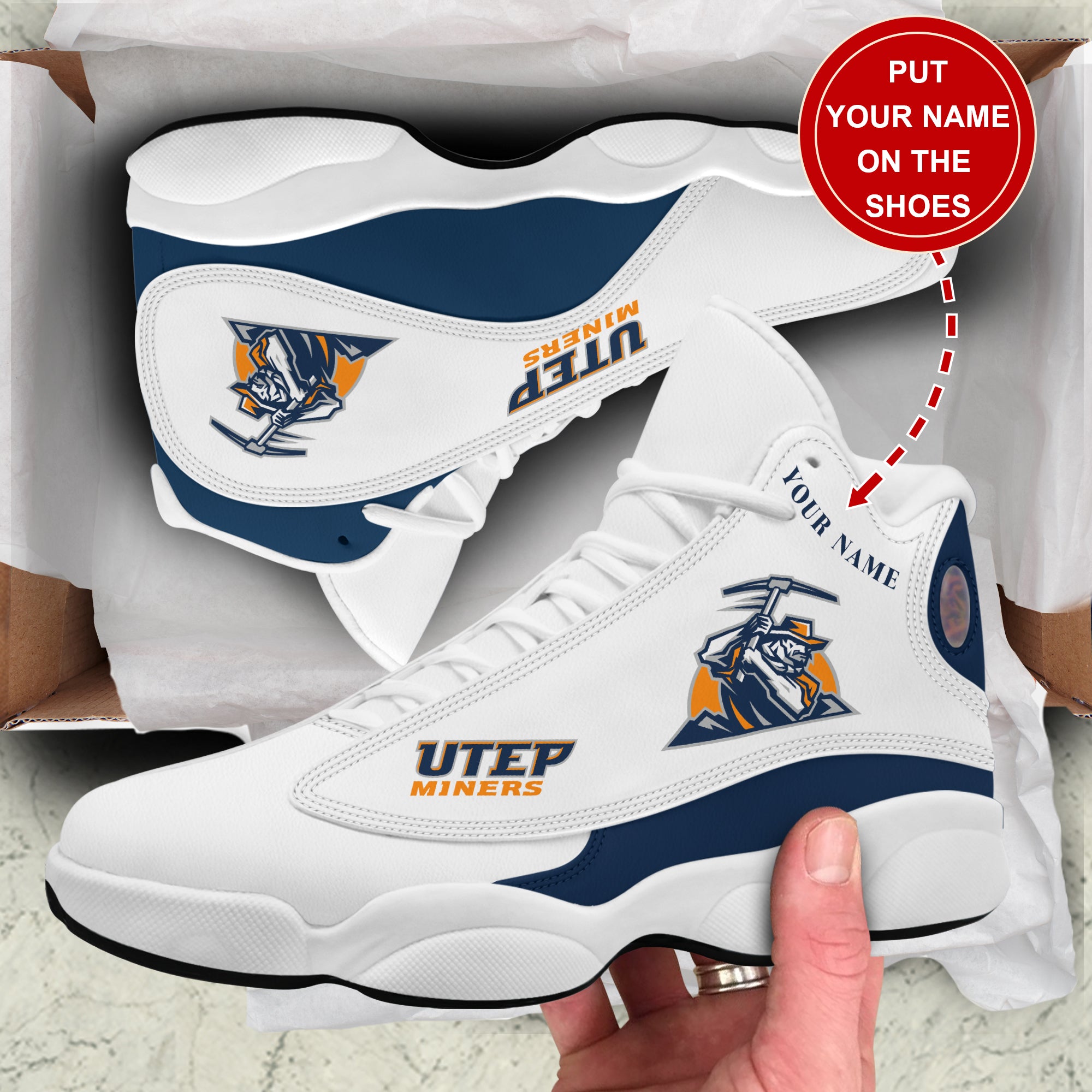 Ideafootwear UTEP Miners AJ13 Sneakers Shoes For Men And Women 1