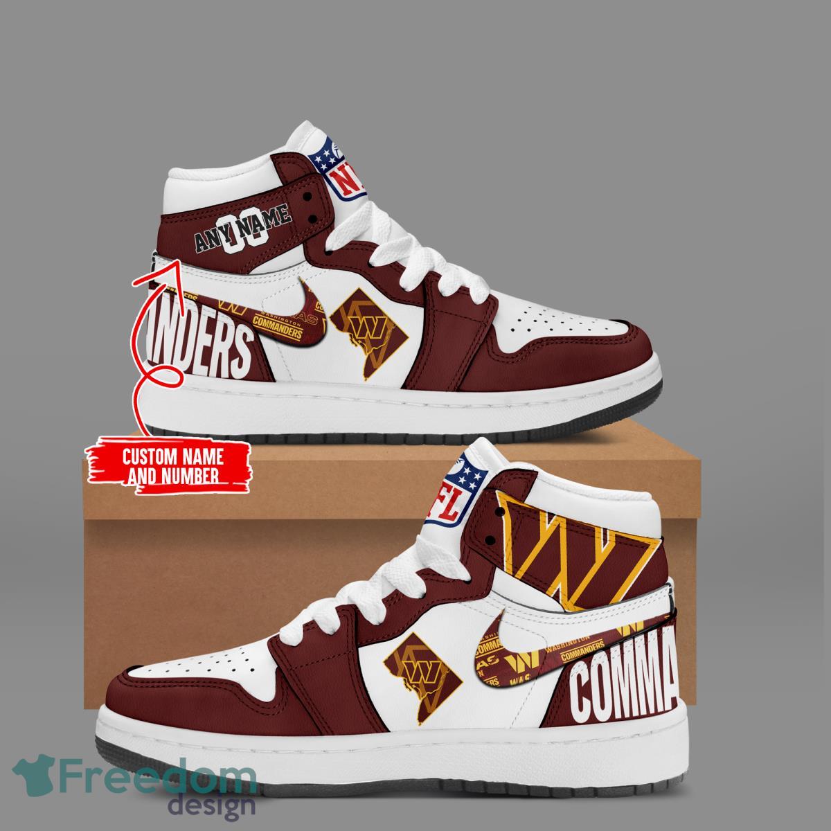 Ideafootwear Washington Commanders AJ1 High Sneakers Shoes For Men And Women 3