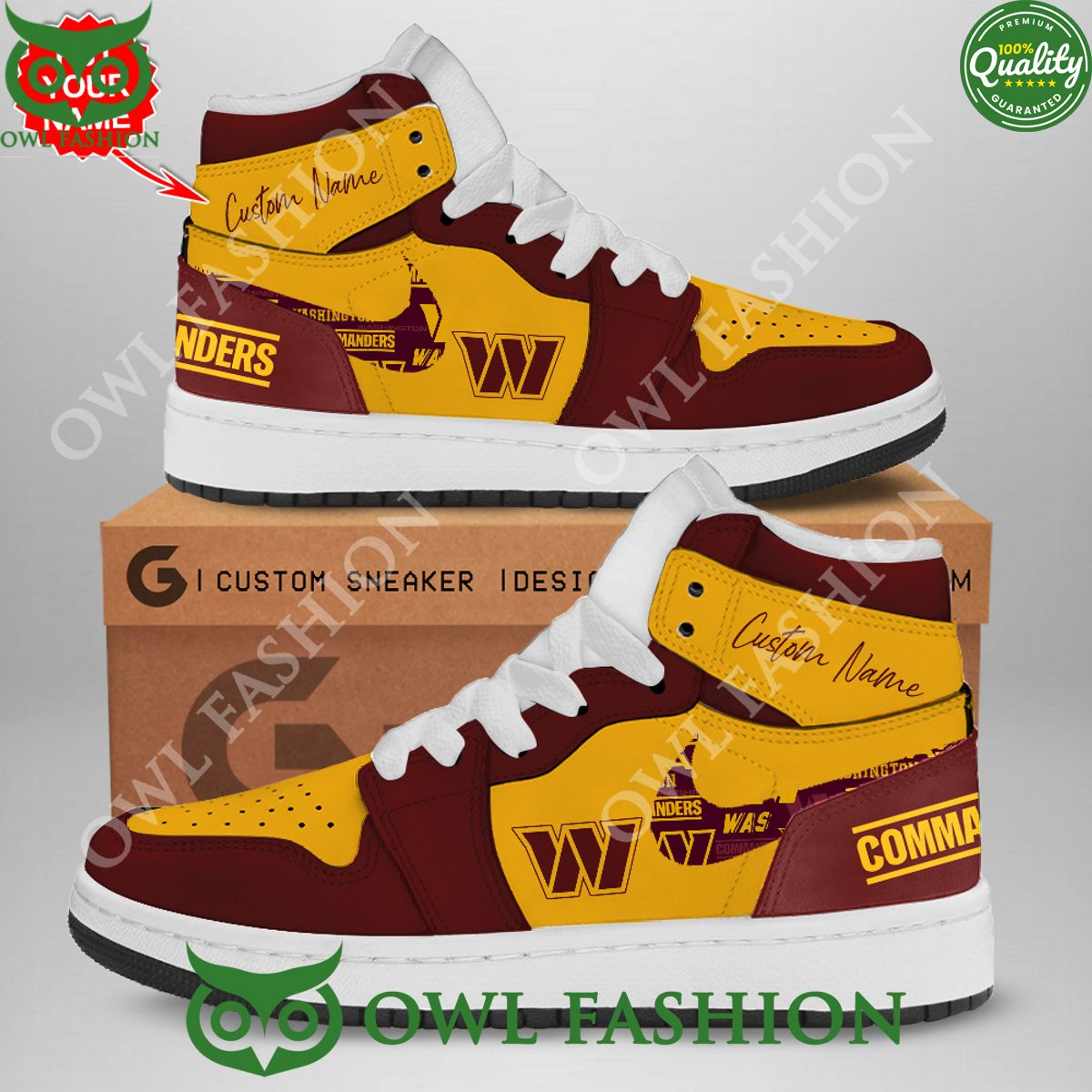 Ideafootwear Washington Commanders AJ1 High Sneakers Shoes For Men And Women 10
