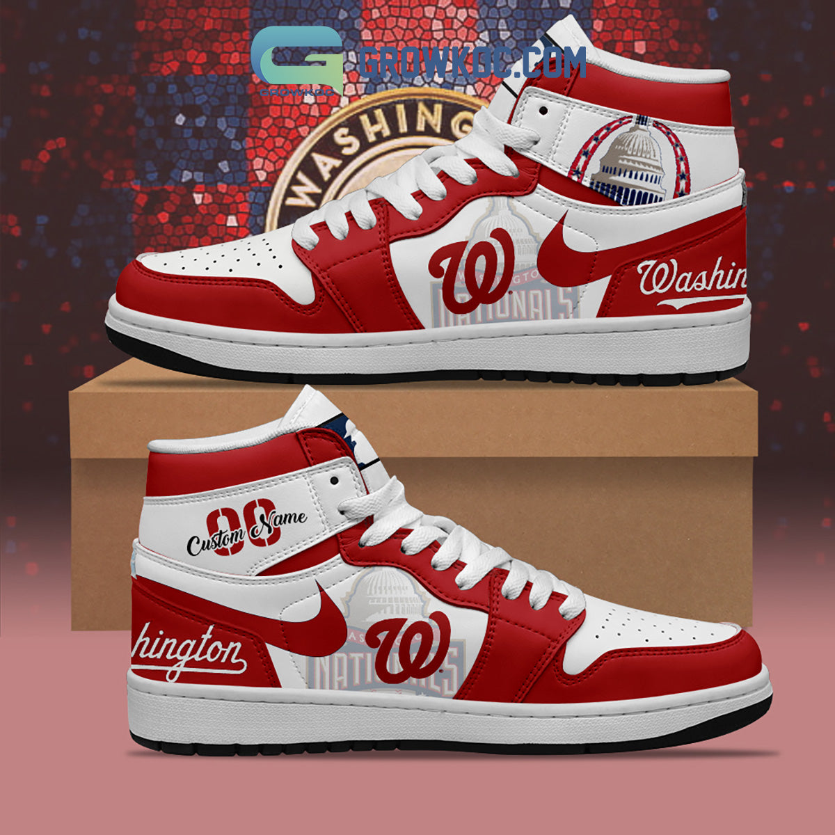 Ideafootwear Washington Nationals AJ1 High Sneakers Shoes For Men And Women 3