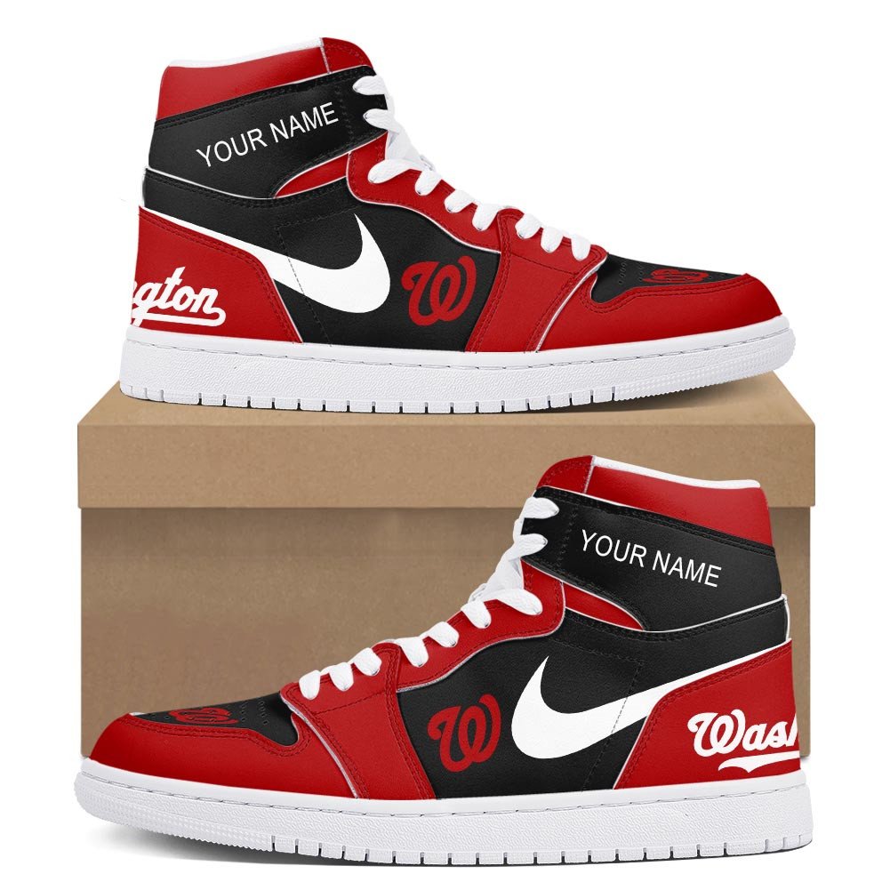 Ideafootwear Washington Nationals AJ1 High Sneakers Shoes For Men And Women 2