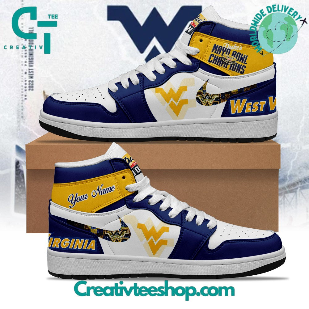 Ideafootwear West Virginia Mountaineers AJ1 High Sneakers Shoes For Men And Women 1